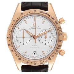 Retro Omega Speedmaster 57 Rose Gold Silver Dial Watch 331.53.42.51.02.002 Box Card