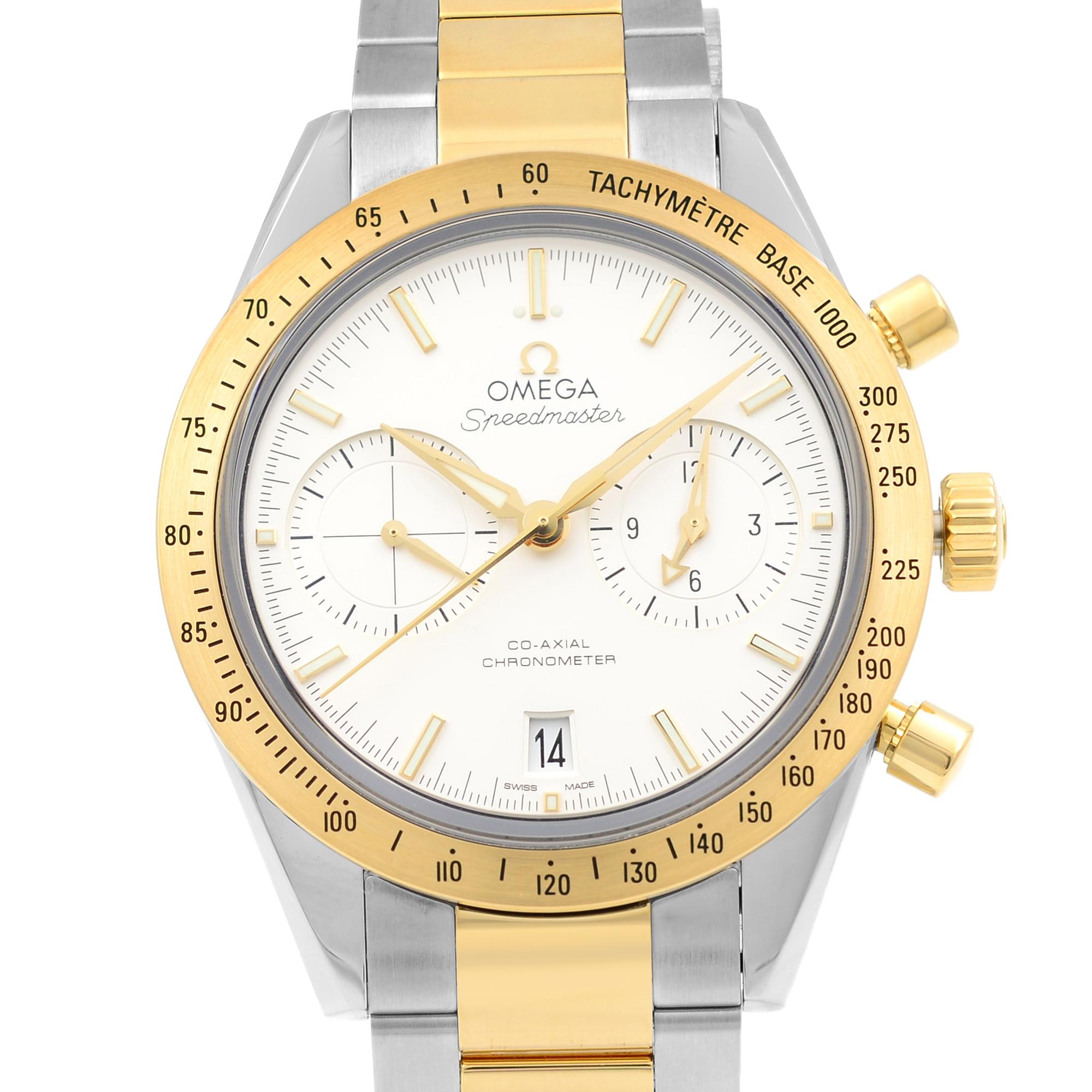 Display Model Omega Speedmaster 18k Yellow Gold Steel Automatic Men's Watch 331.20.42.51.02.001. This Beautiful Timepiece Features: Stainless Steel Case with a Stainless Steel Bracelet with 18k Yellow Gold Center Links, Fixed 18k Yellow Gold Bezel