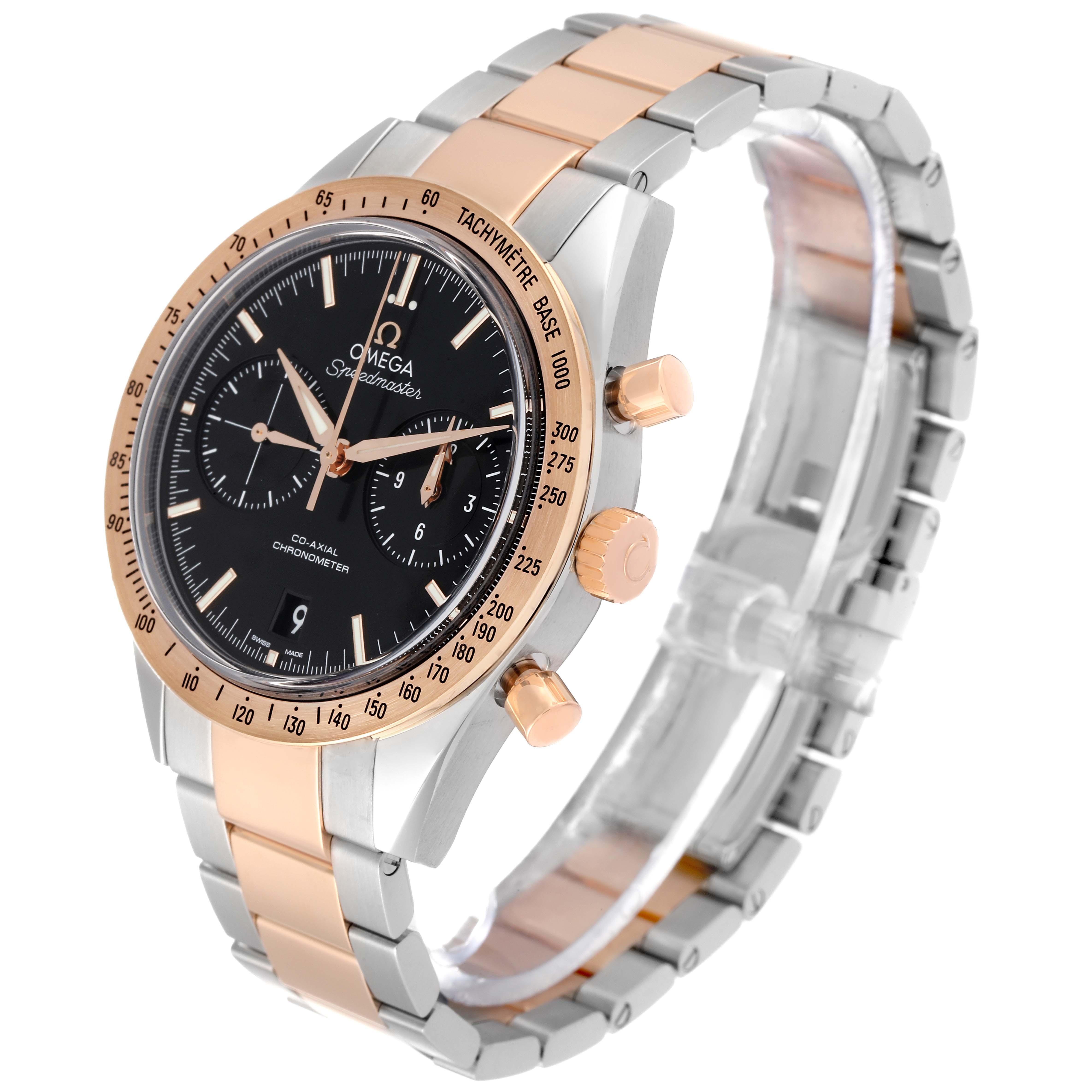 Omega Speedmaster 57 Steel Rose Gold Mens Watch 331.20.42.51.01.002 Box Card In Excellent Condition In Atlanta, GA