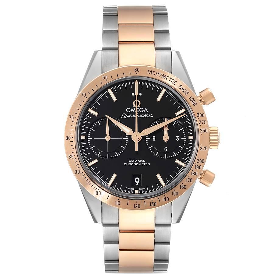 Omega Speedmaster 57 Stahl Rose Gold Uhr 331.20.42.51.01.002 Ungetragen. Automatisches Chronographenwerk mit Automatikaufzug, Säulenradmechanik und Co-Axial-Hemmung. Silikongleichgewichtsfeder auf freier Unruh, 2 in Reihe geschaltete Federhäuser,