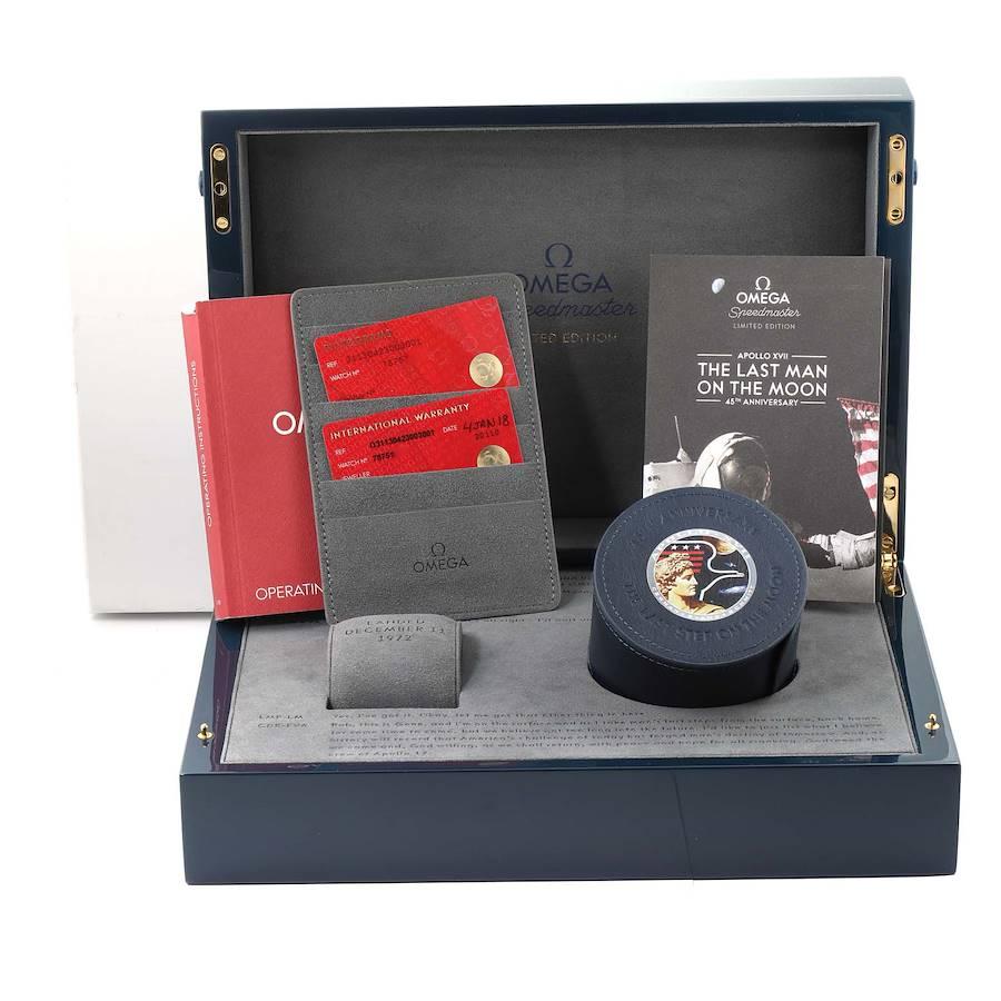 Omega Speedmaster Apollo 17 LE Blue Dial Moonwatch 311.30.42.30.03.001 Box Card 1