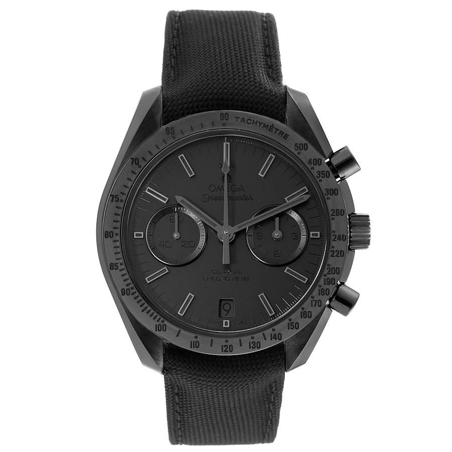 Omega Speedmaster Black Dark Side of the Moon Watch 311.92.44.51.01.005 Box Card. Automatic self-winding chronograph movement with column wheel mechanism and Co-Axial escapement. Silicon balance-spring on free sprung-balance, 2 barrels mounted in