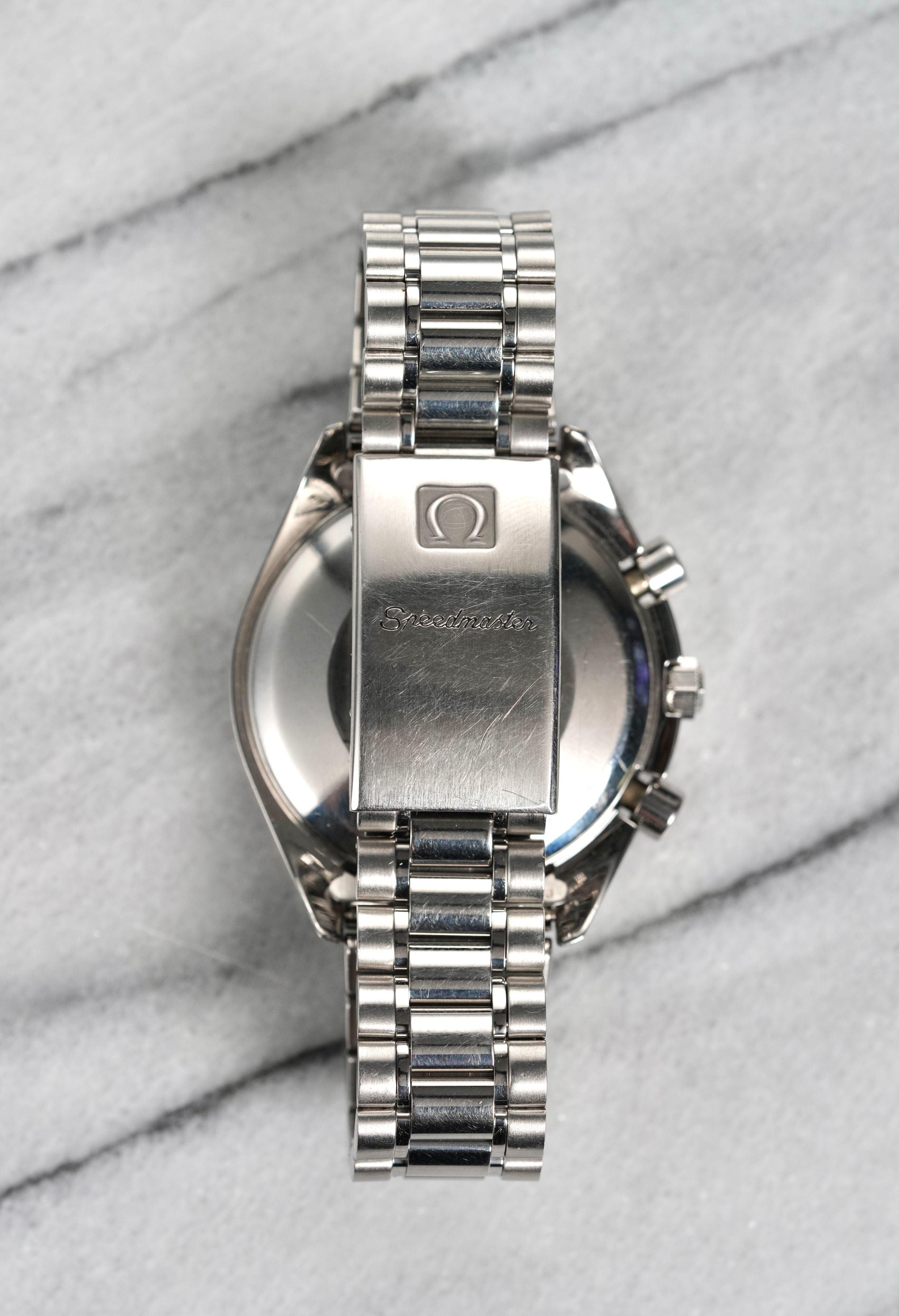 Omega Speedmaster Uhr mit blauem Zifferblatt aus Stahl, 1990er Jahre für Damen oder Herren im Angebot