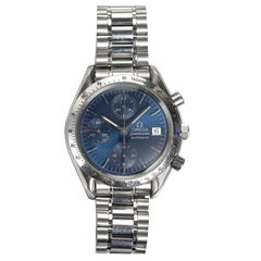 Omega Speedmaster Uhr mit blauem Zifferblatt aus Stahl, 1990er Jahre