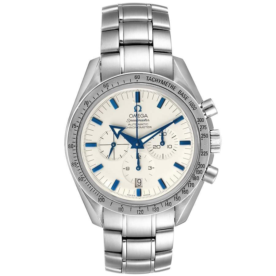 Omega Speedmaster Broad Arrow 1957 Chronograph Watch 3551.20.00 Card. Officially certified chronometer automatic self-winding chronograph movement. Caliber 3303. Column wheel mechanism. . Rhodium-plated finish. Geneva waves. Stainless steel round