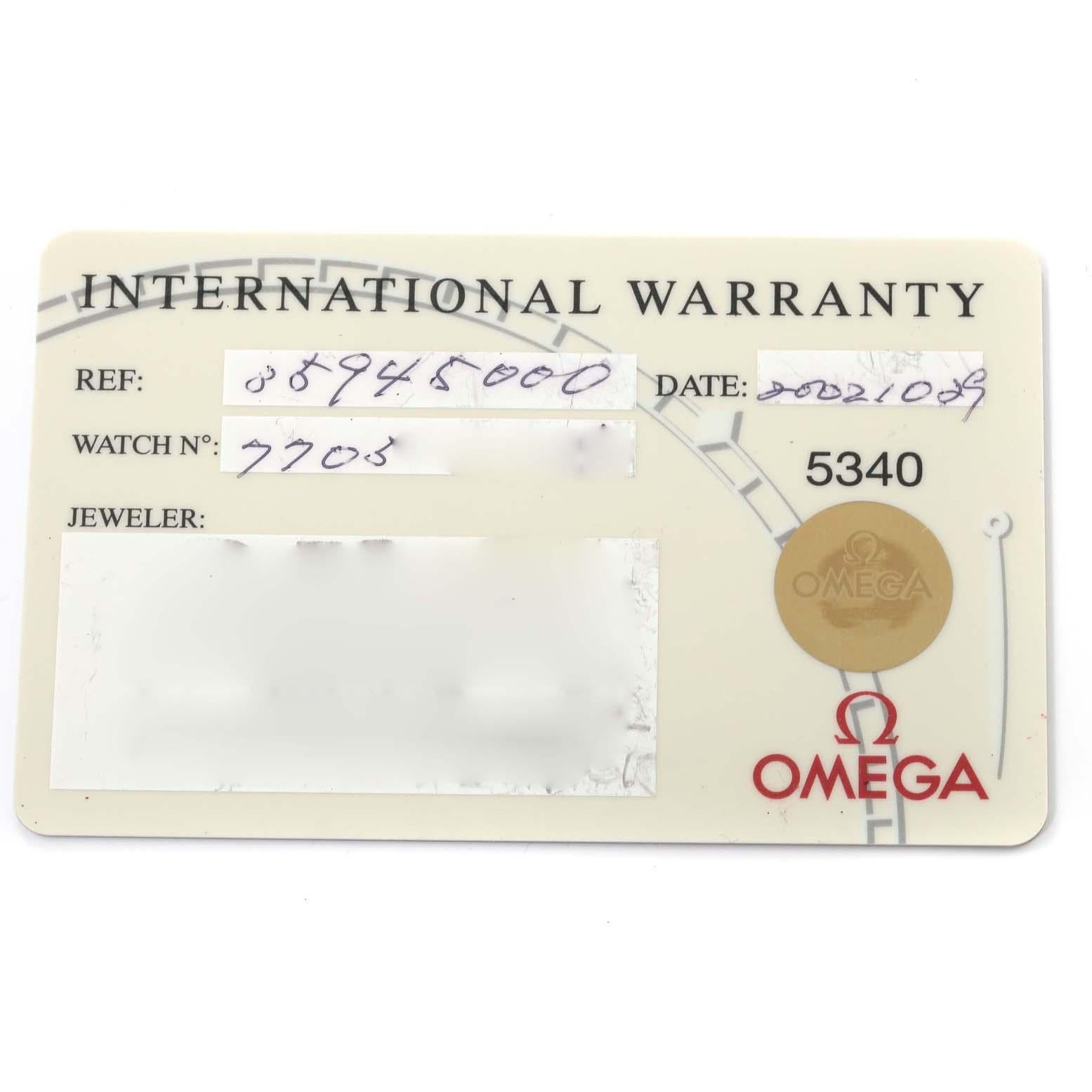 Omega Speedmaster Broad Arrow GMT en acier pour hommes 3594,50.00 Boîte Card en vente 2