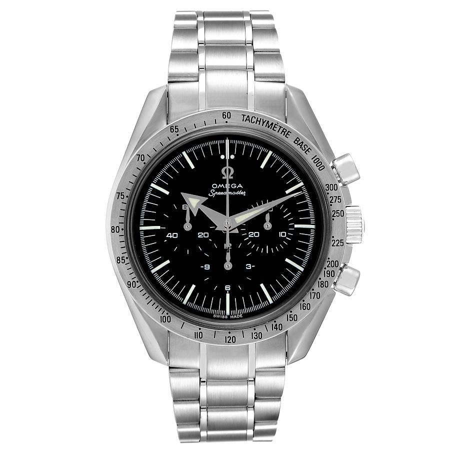 Omega Speedmaster Broad Arrow Mens Watch 3594.50.00 Box Card. Officially certified chronometer automatic self-winding movement. Caliber 1861. Stainless steel case 42.0 mm in diameter. Omega logo on a crown. Stainless steel bezel with tachimeter