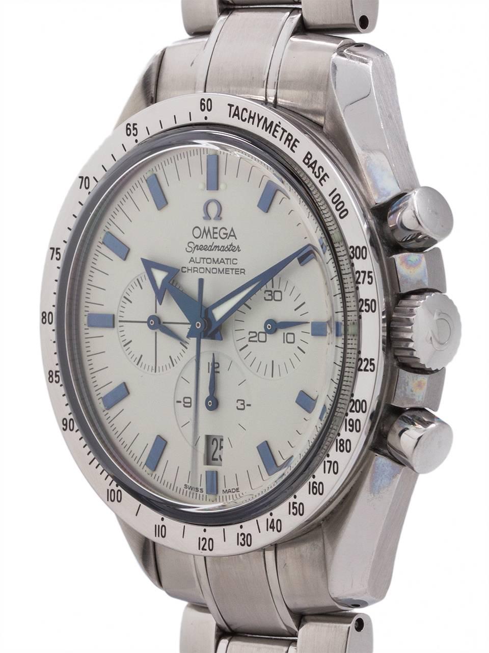 Omega Stainless steel Speedmaster Broad Arrow automatic wristwatch, circa 2000s In Excellent Condition In West Hollywood, CA