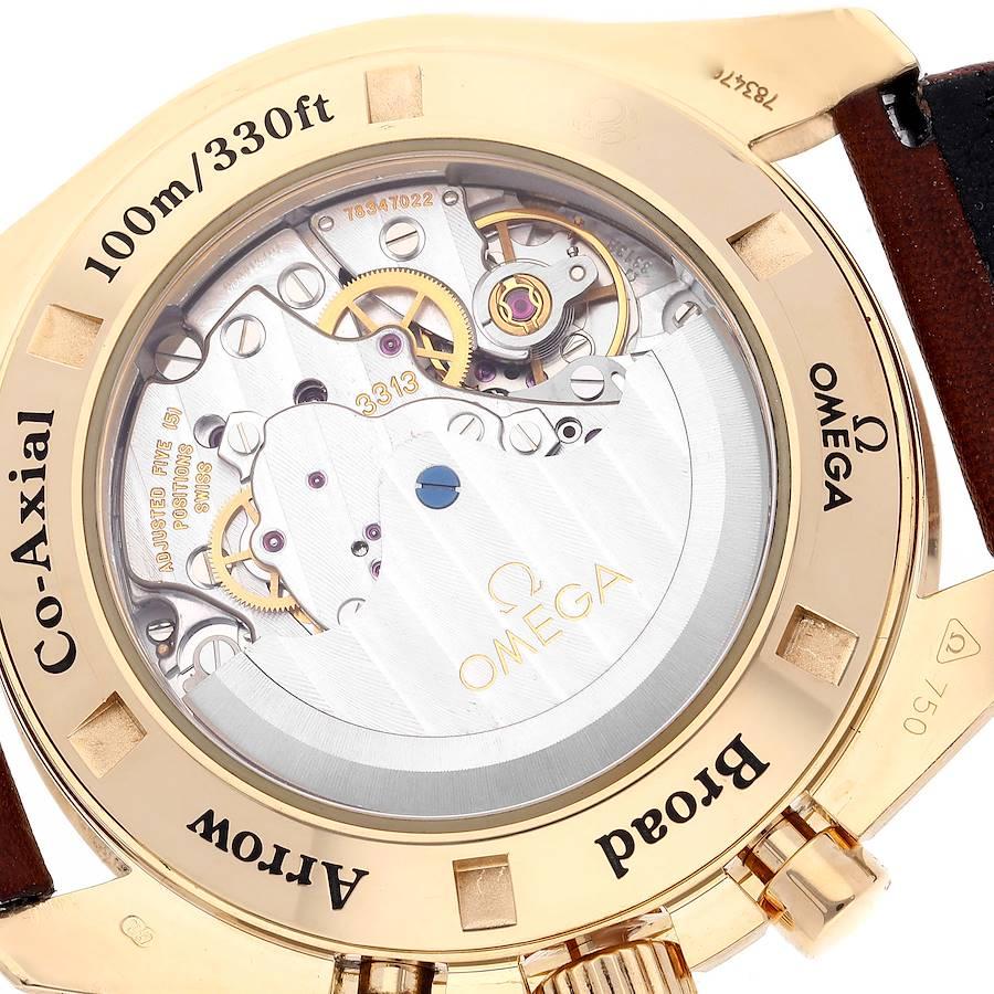 Omega Speedmaster Broad Arrow Gelbgold Uhr 321.53.42.50.02.001 Box-Karte im Angebot 1
