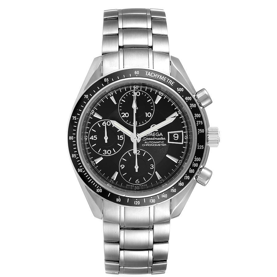 Omega Speedmaster Chronograph Black Dial Mens Watch 3210.50.00. Automatic self-winding winding chronograph movement. Stainless steel round case 40.0 mm in diameter. Black bezel with tachymeter function. Scratch-resistant sapphire crystal with