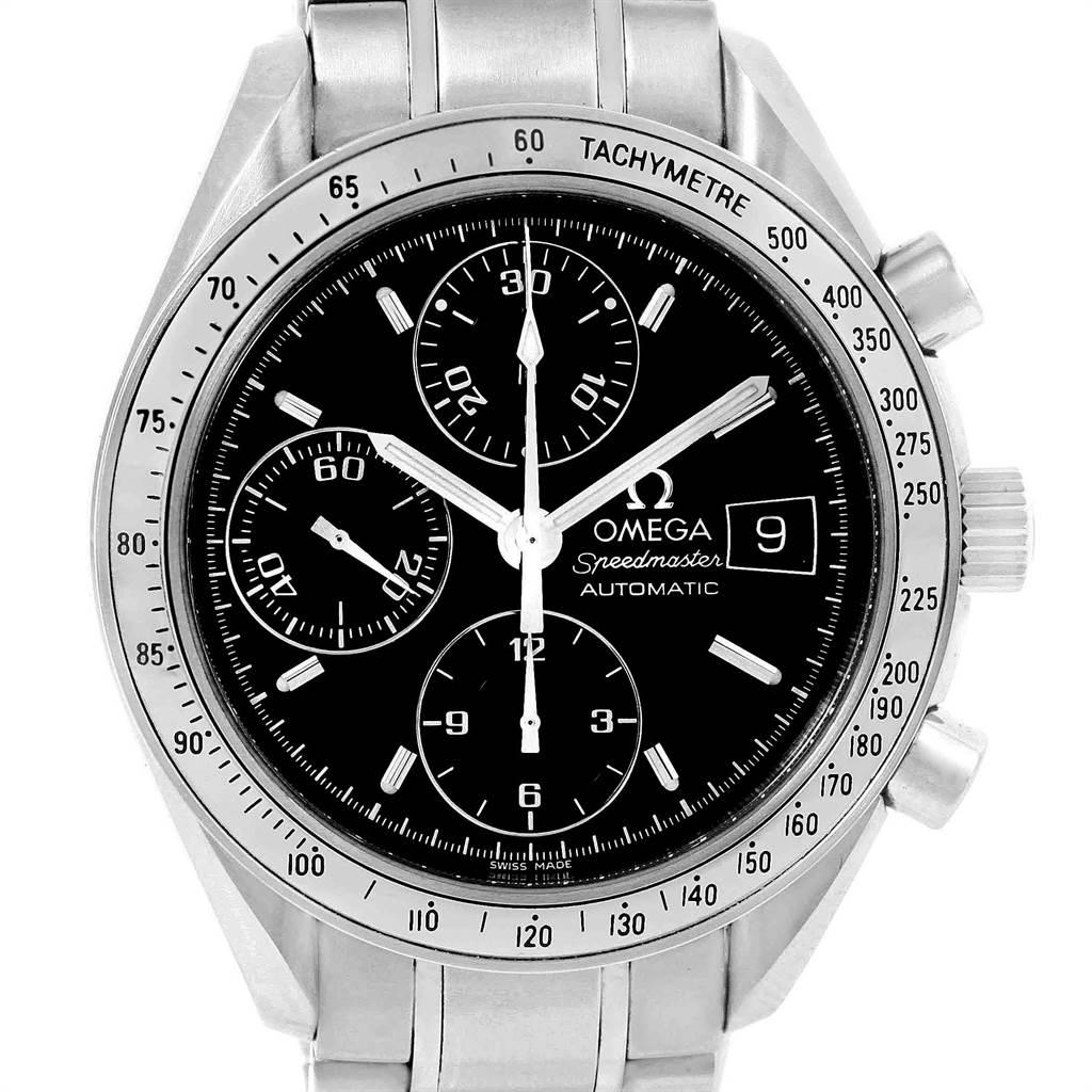 Omega Speedmaster Chronograph Black Dial Steel Watch 3513.50.00 Card In Excellent Condition In Atlanta, GA