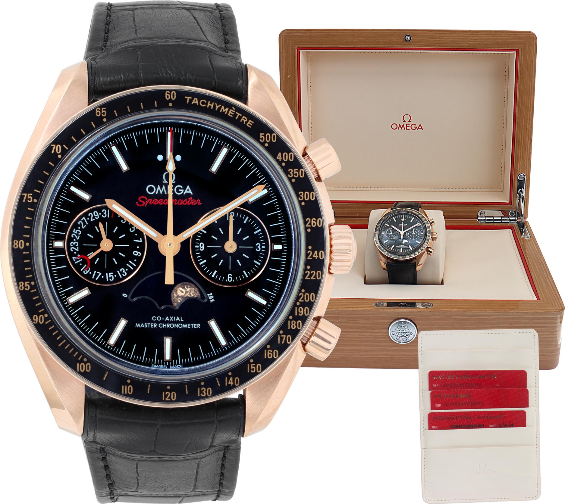 Omega Speedmaster Chronograph Moonphase Rose Gold Watch – Ref. O30463445201001 For Sale 3