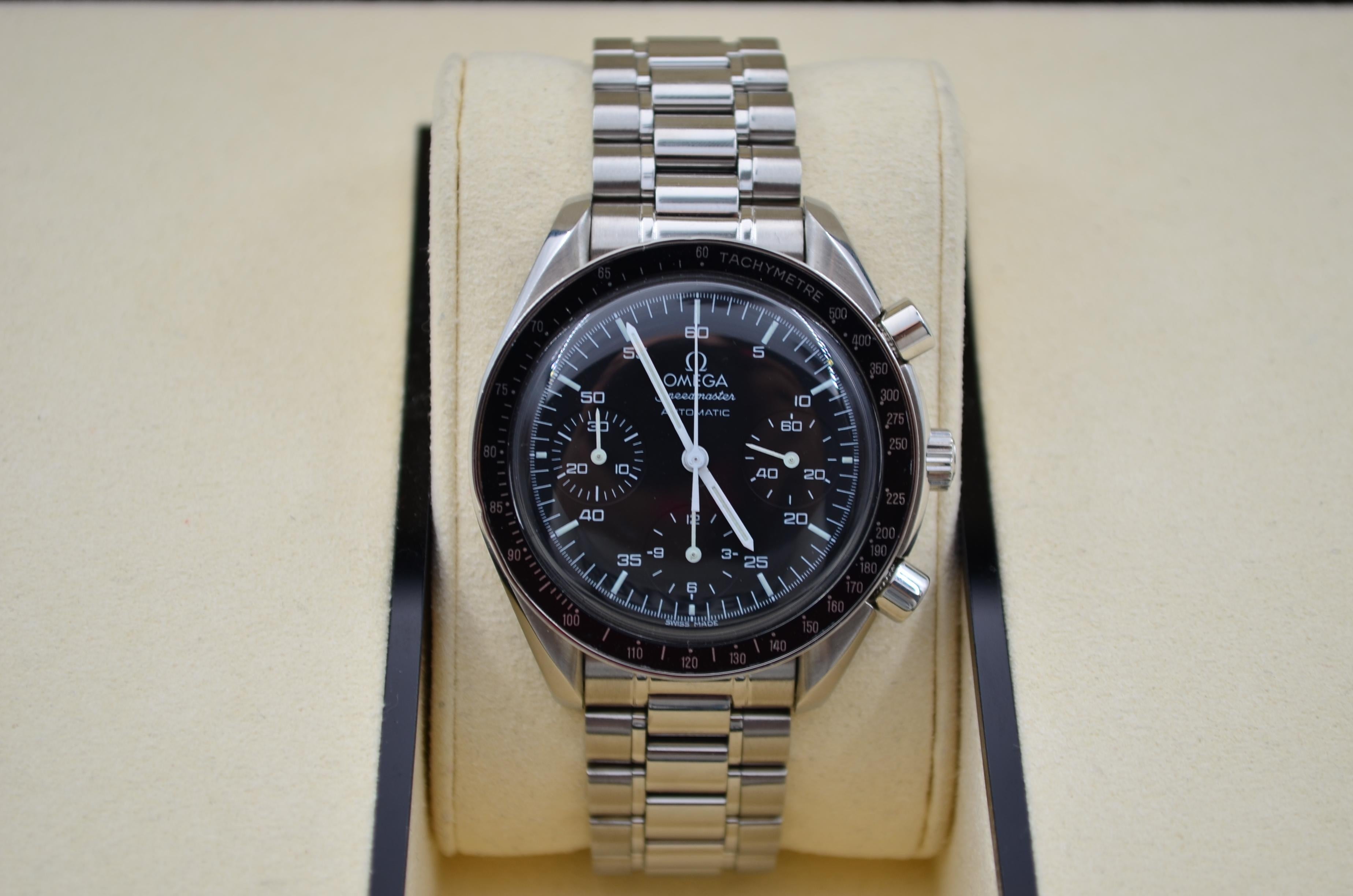Omega Speedmaster Chronograph Reduced 39 Steel Black Dial Ref 3510.50.00 In Excellent Condition In București, RO
