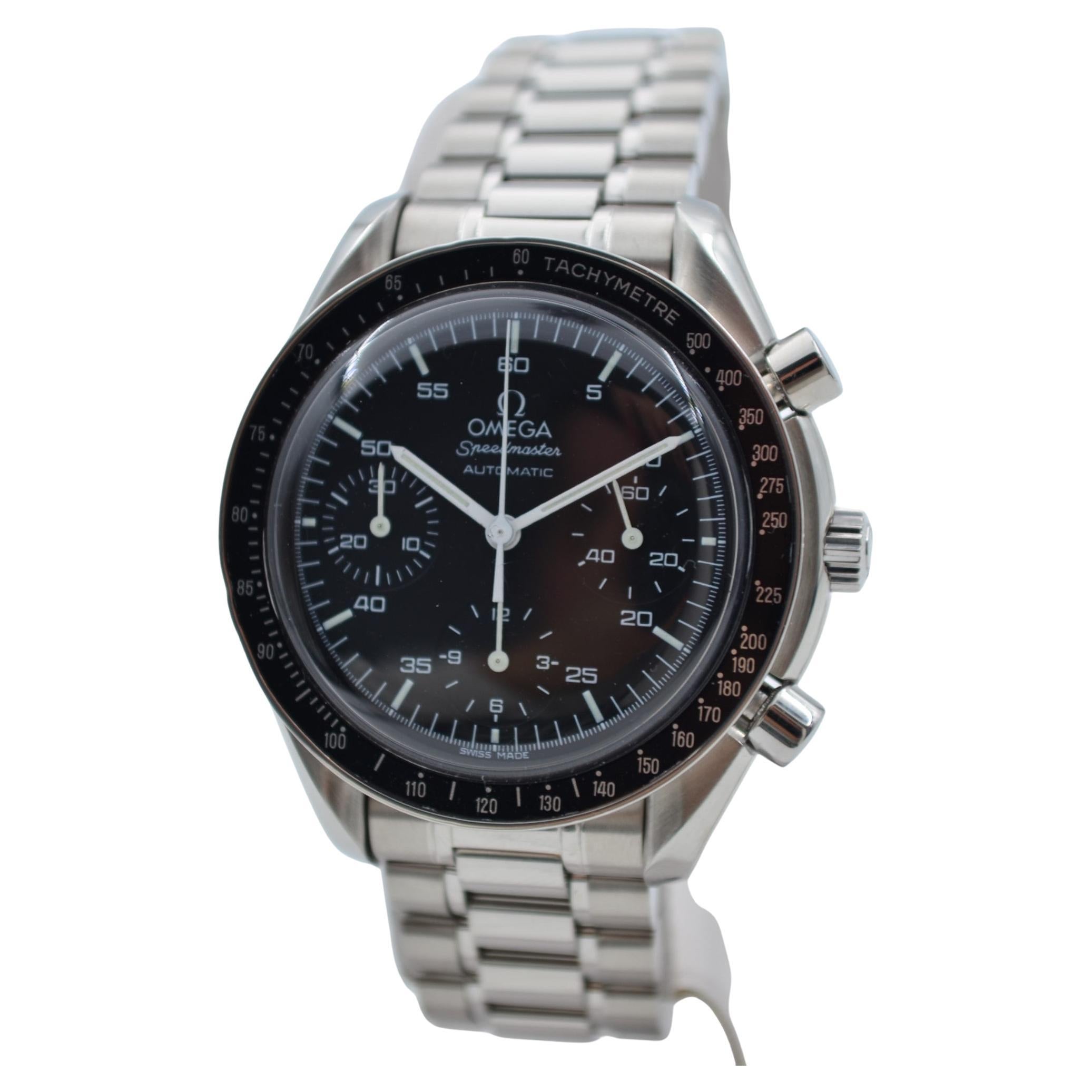 Omega Speedmaster Chronograph Reduced 39 Stahl Schwarzes Zifferblatt Ref 3510,50,00