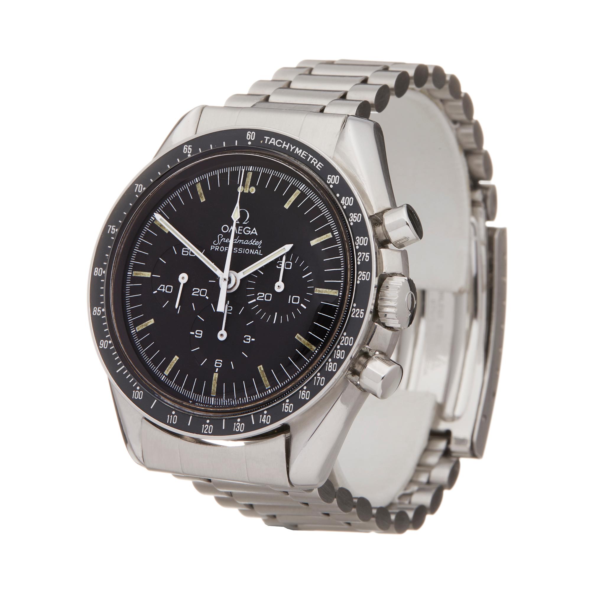 Ref: COM2190
Manufacturer: Omega
Model: Speedmaster
Model Ref: 145.022.76ST
Age: Circa 1977
Gender: Mens
Complete With: Xupes Presentation Box
Dial: Black Baton
Glass: Plexiglass
Movement: Mechanical Wind
Water Resistance: Not Recommended for Use in
