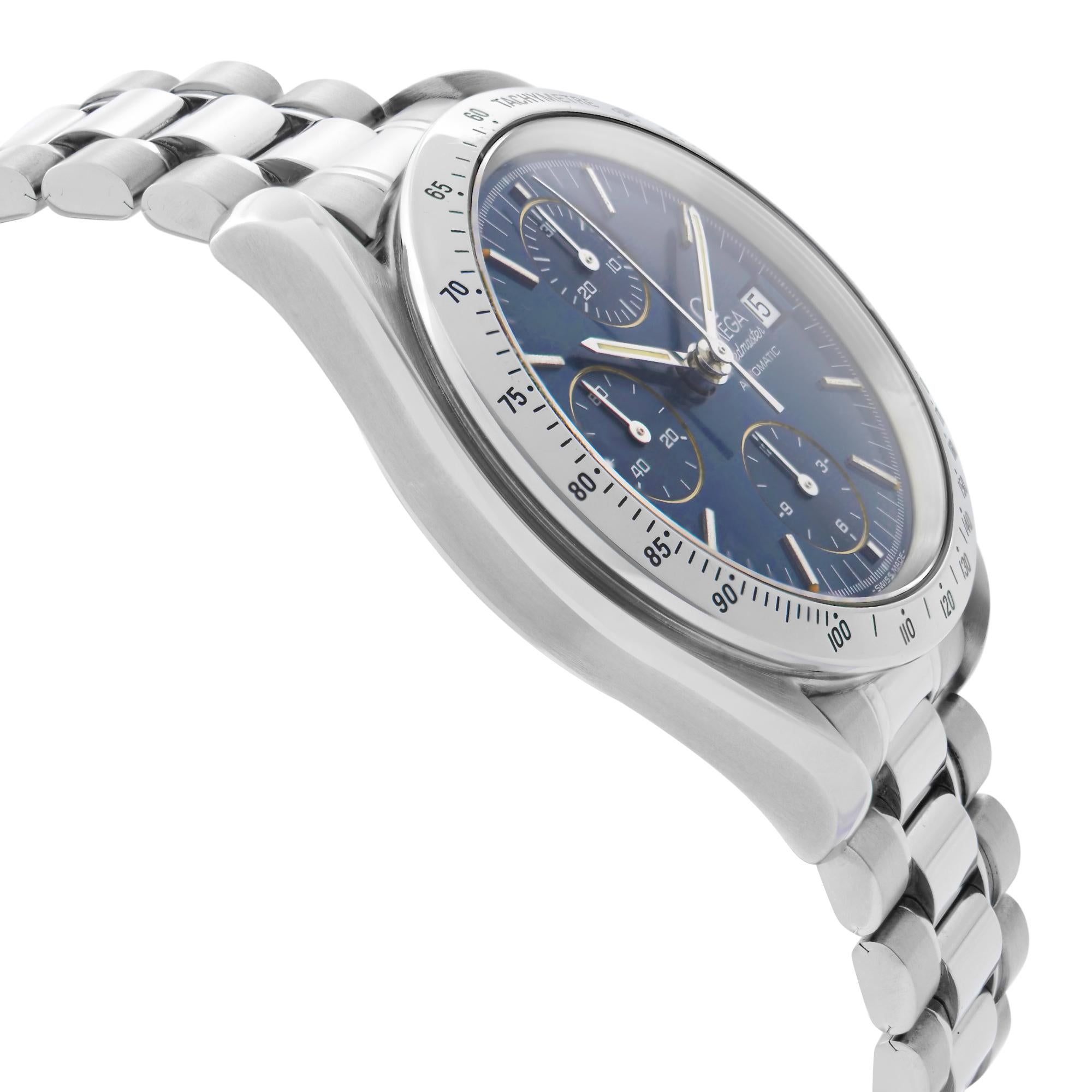 Omega Montre Speedmaster automatique avec chronographe en acier et cadran bleu, pour hommes 3511,80.00 Pour hommes en vente