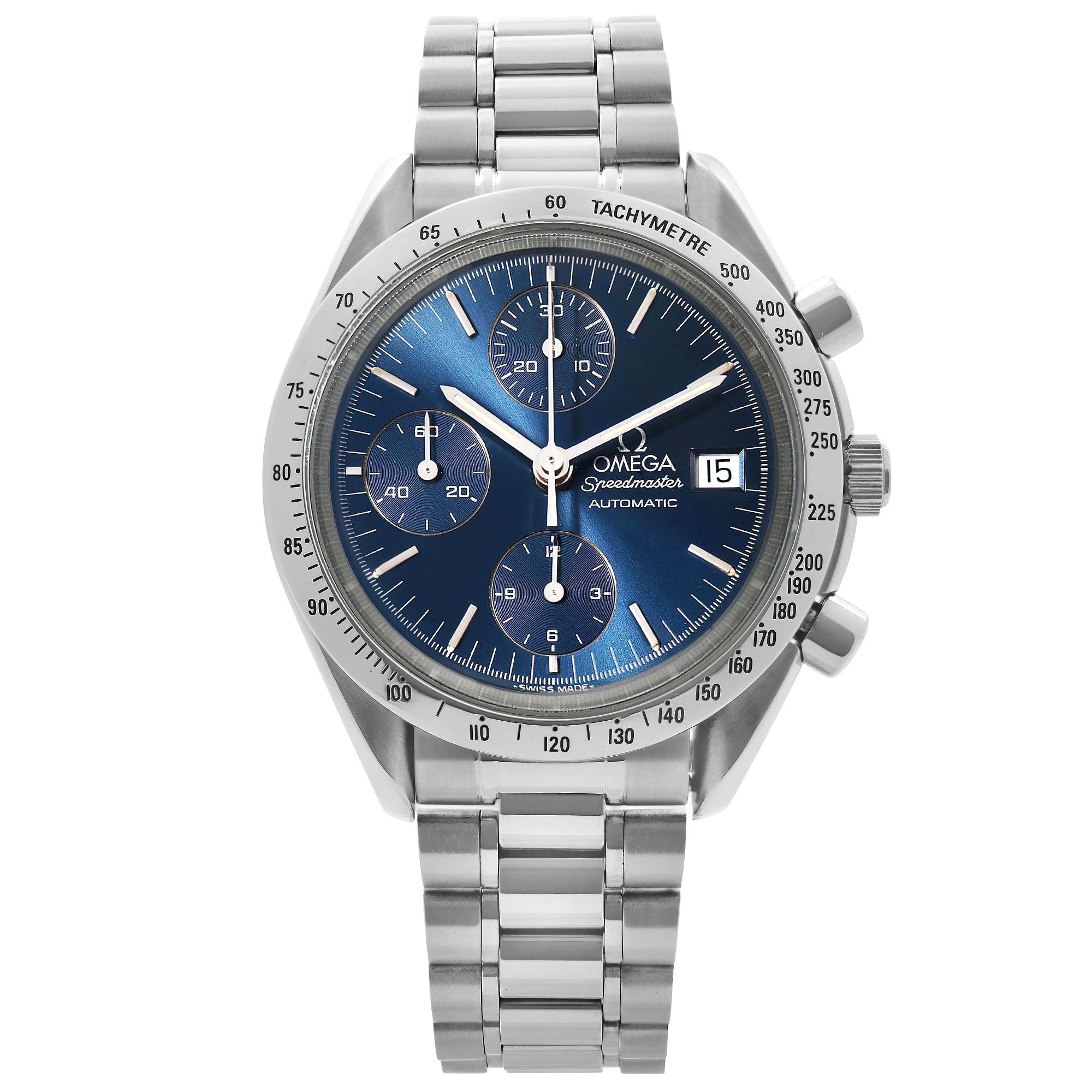 Omega Montre Speedmaster automatique avec chronographe en acier et cadran bleu, pour hommes 3511,80.00