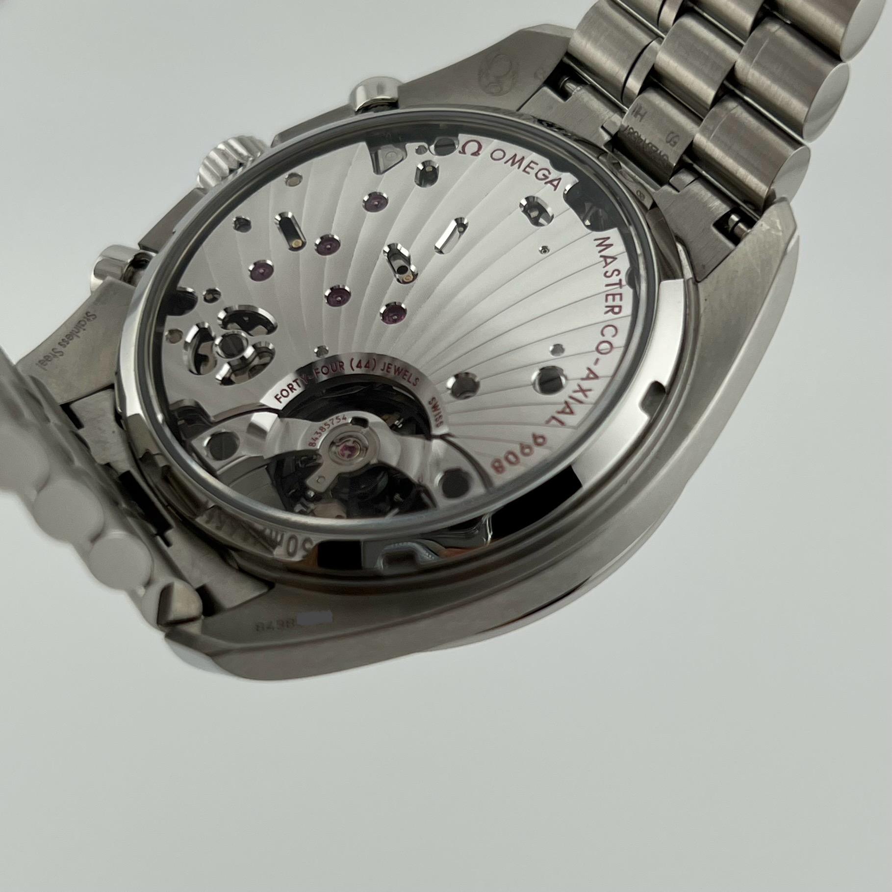 Omega Speedmaster Chronoscope 329.30.43.51.02.001 43mm Edelstahl Box Papier im Angebot 5