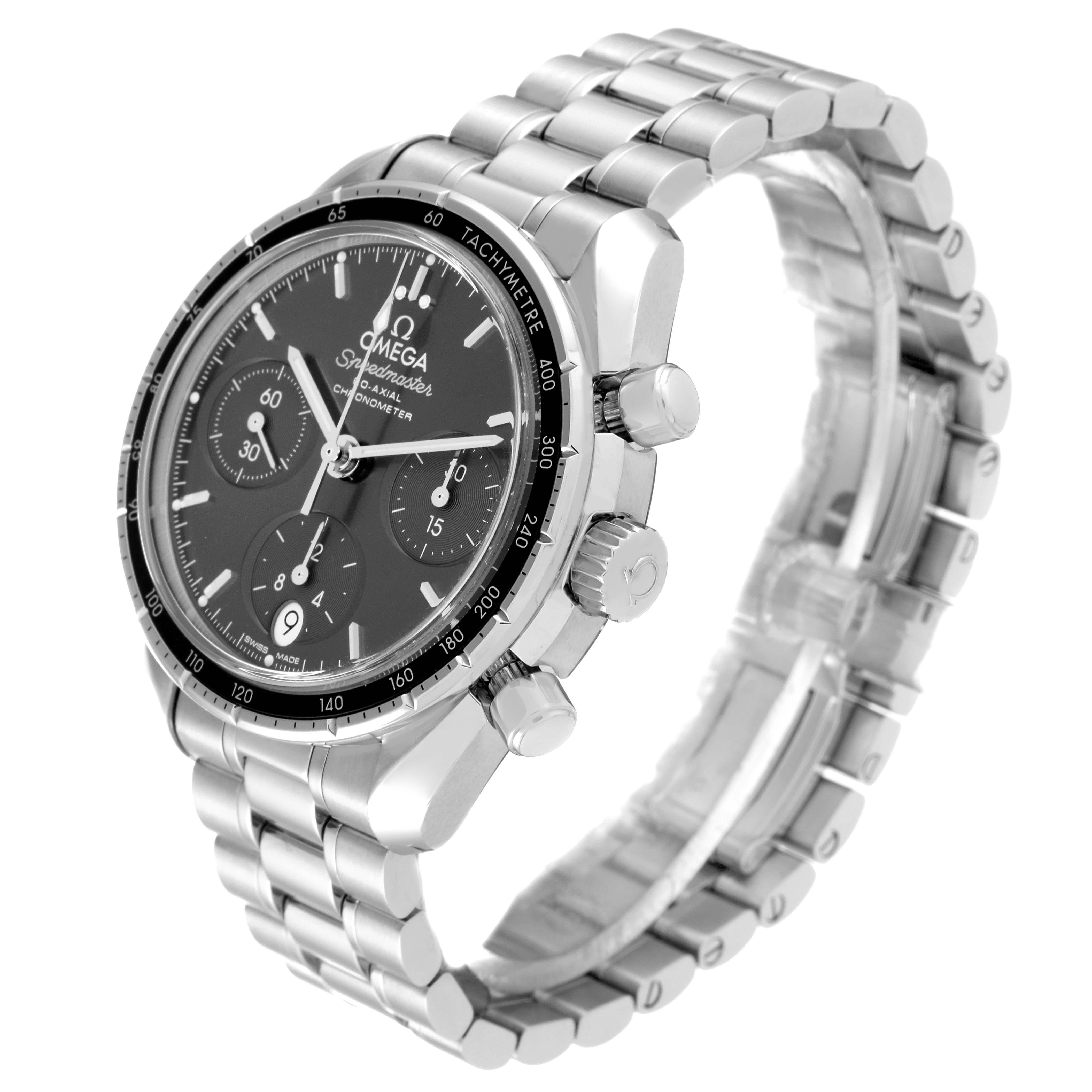 Omega Speedmaster Co-Axial 38 Steel Mens Watch 324.30.38.50.06.001 Box Card For Sale 2