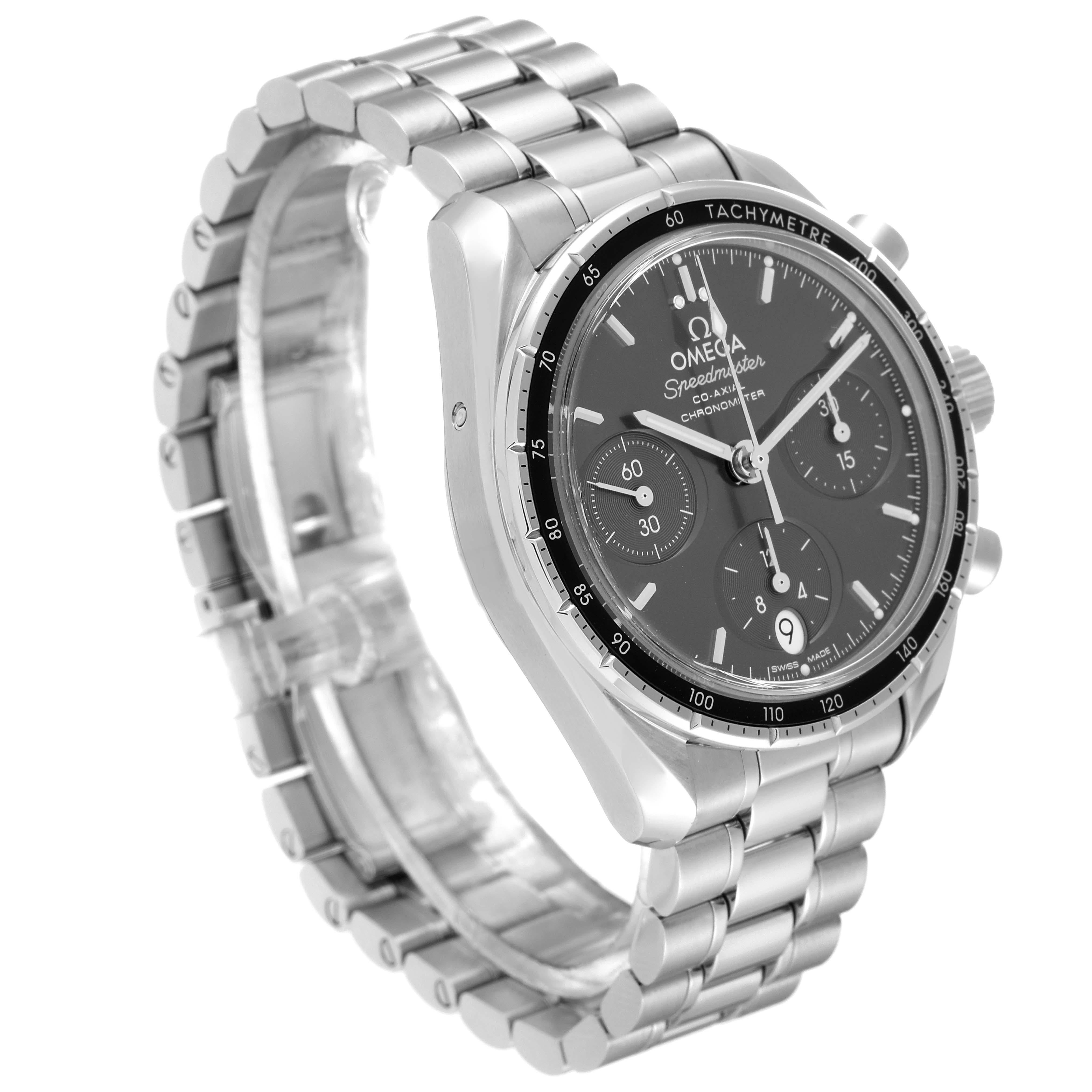Omega Speedmaster Co-Axial 38 Steel Mens Watch 324.30.38.50.06.001 Box Card For Sale 4