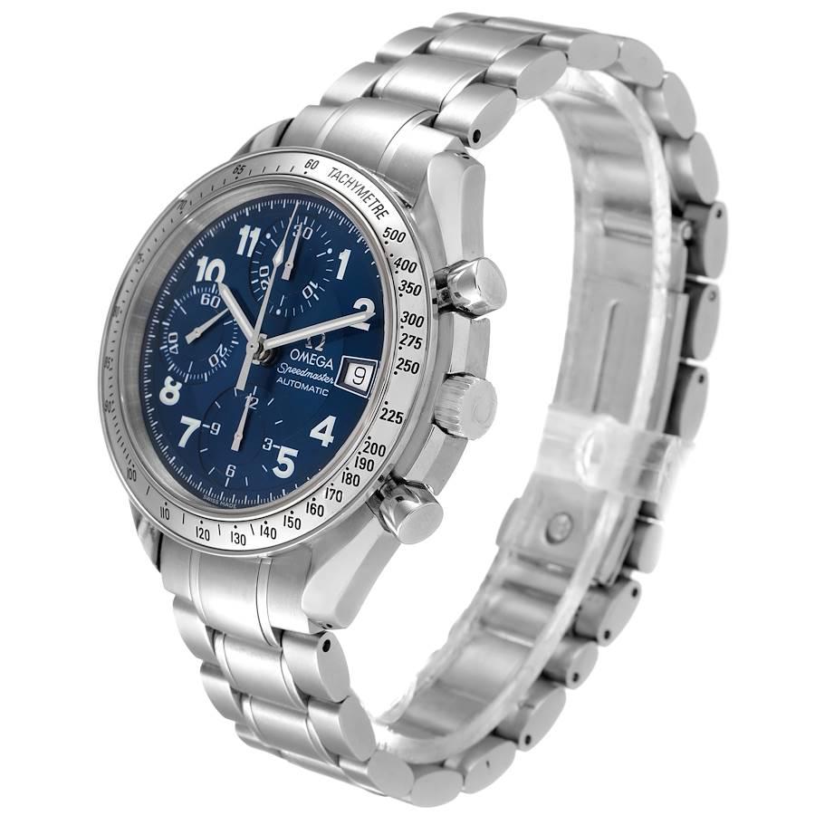 Omega Montre Speedmaster Date 39 avec cadran bleu et chronographe pour hommes 3513.82.00 Pour hommes en vente