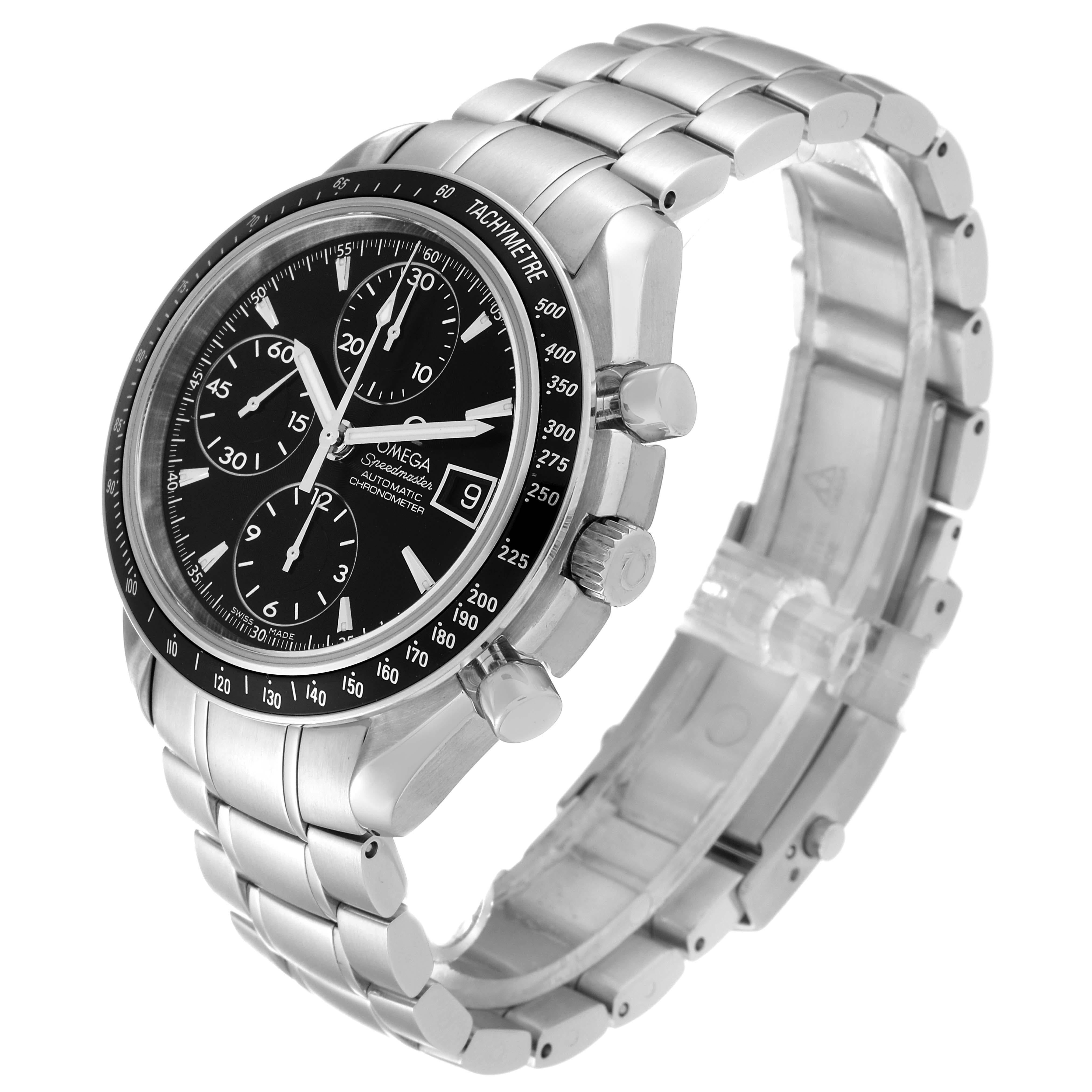 Men's Omega Speedmaster Date Black Dial Steel Mens Watch 3210.50.00 Box Card