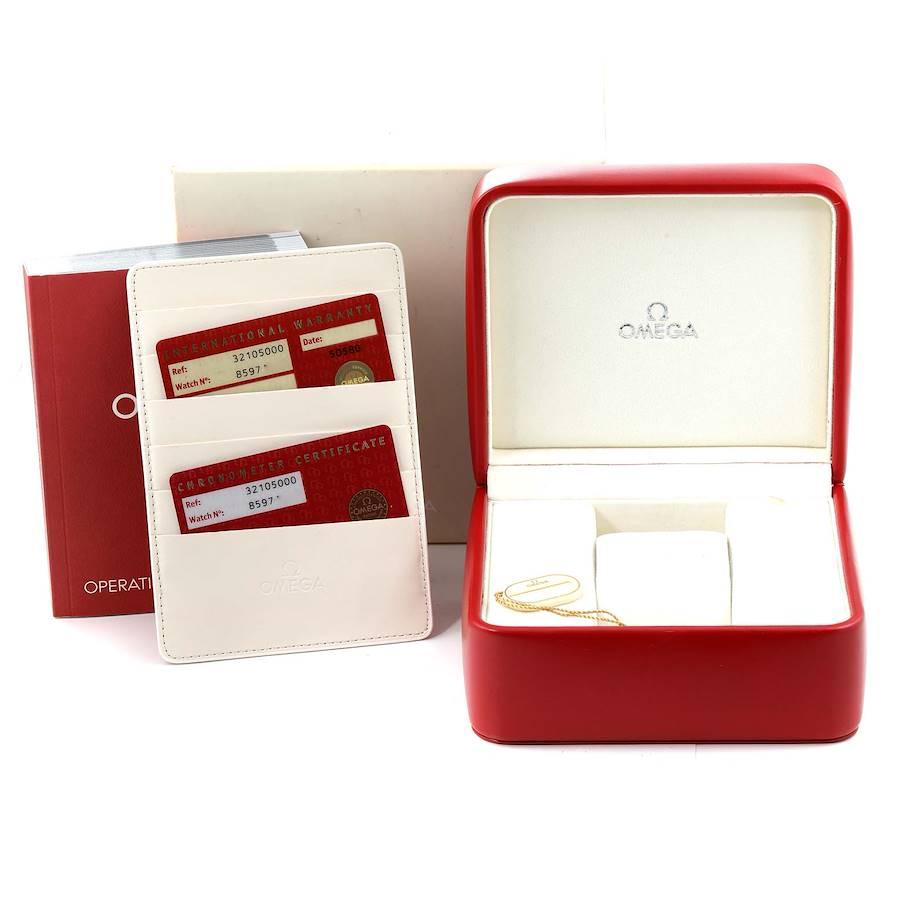 Omega Speedmaster Date Chronograph Herrenuhr mit schwarzem Zifferblatt 3210,50,00 Boxkarte 7
