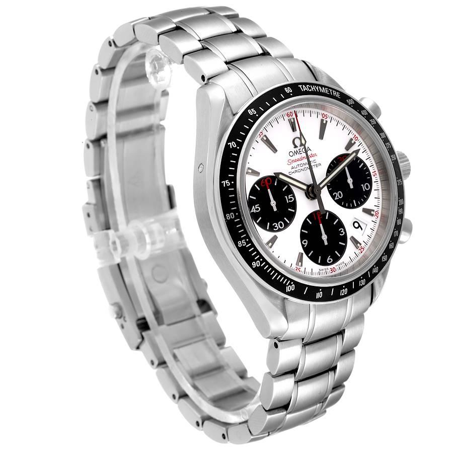 Omega Speedmaster Date Panda Dial Steel Watch 323.30.40.40.04.001 Box Card In Excellent Condition In Atlanta, GA