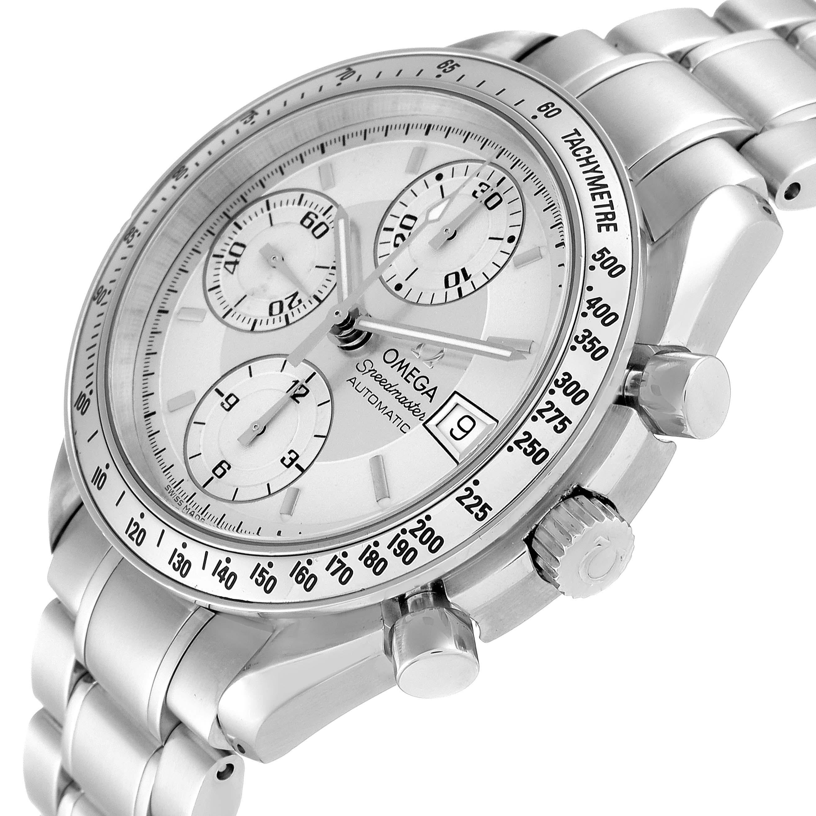 Omega Speedmaster Date Silver Dial Automatic Steel Mens Watch 3513.30.00 Card For Sale 1