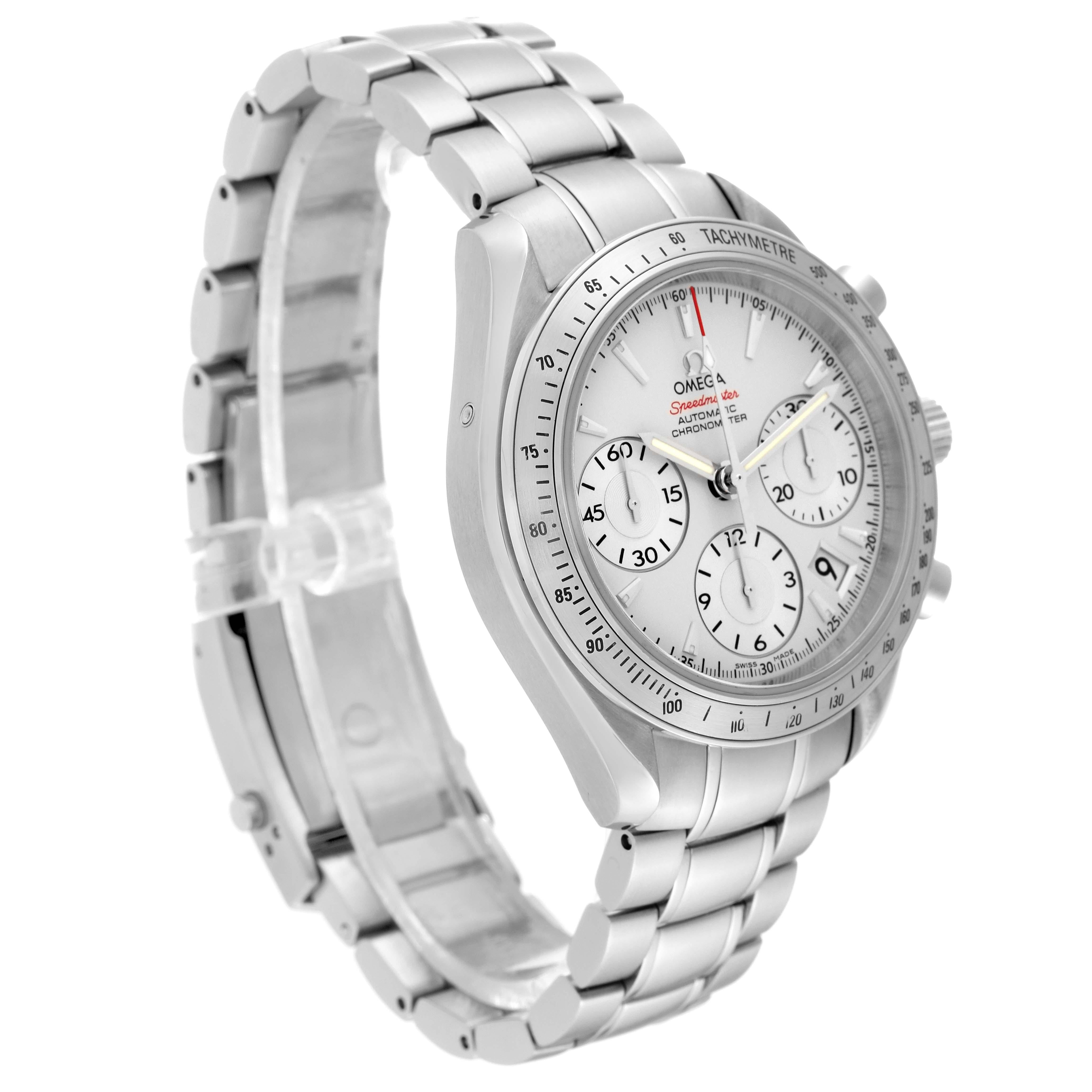 Omega Speedmaster Date Silver Dial Steel Mens Watch 323.10.40.40.02.001 Box Card For Sale 1