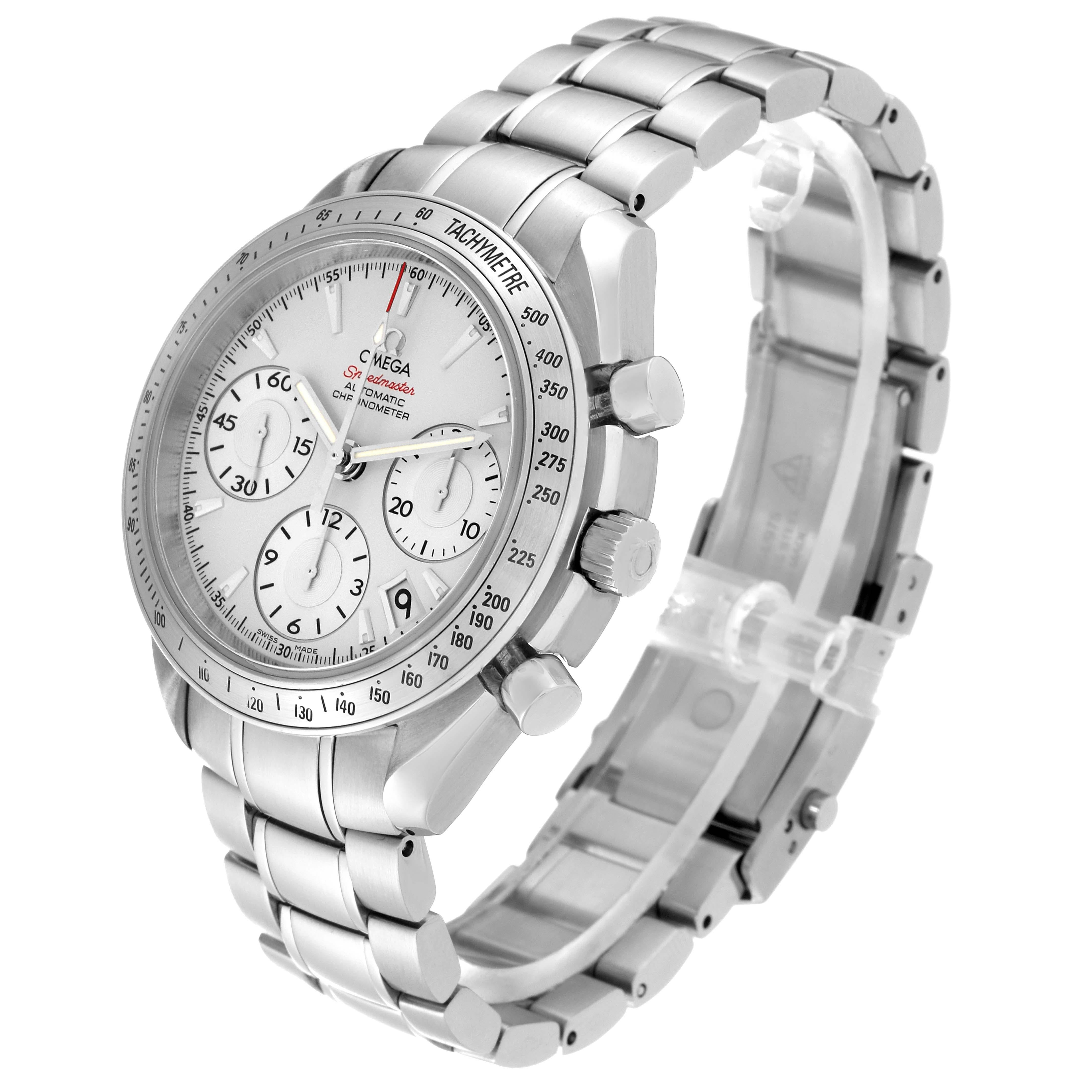 Omega Speedmaster Date Silver Dial Steel Mens Watch 323.10.40.40.02.001 Box Card For Sale 5