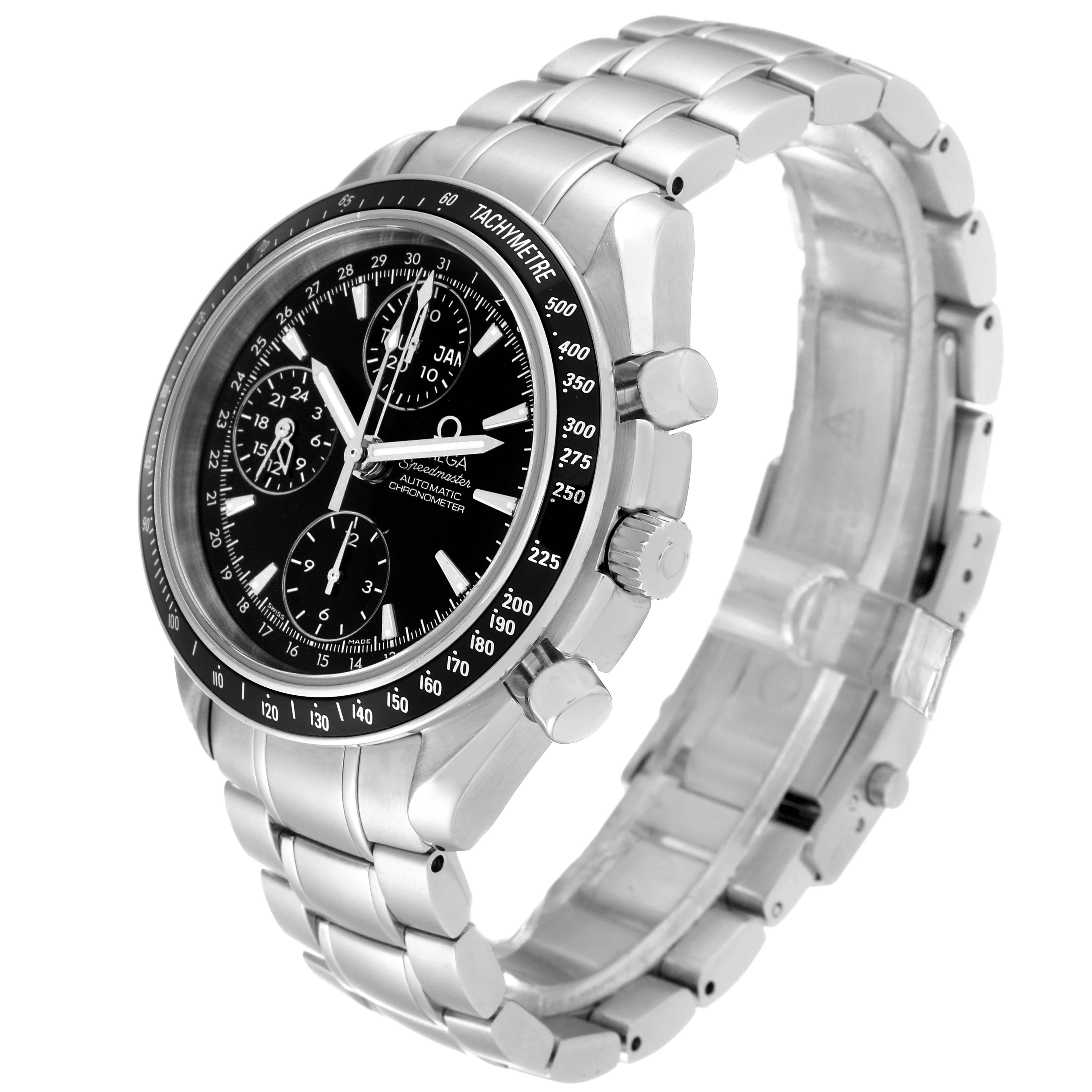 Men's Omega Speedmaster Day-Date 40 Steel Chronograph Mens Watch 3220.50.00 Card For Sale