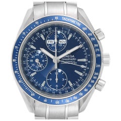 Omega Speedmaster Day Date Blue Dial Chronograph Watch 3222.80.00