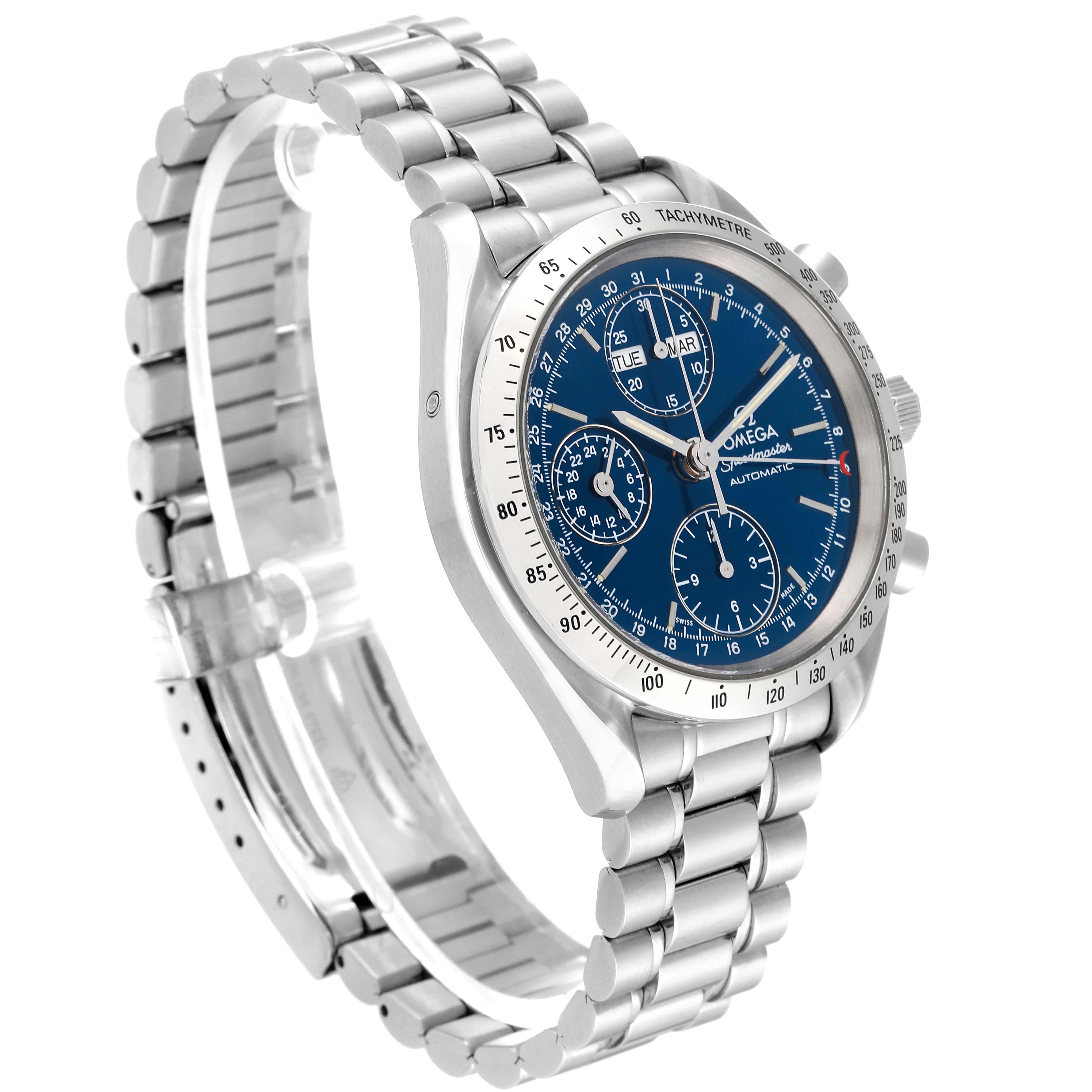 Men's Omega Speedmaster Day Date Blue Dial Steel Mens Watch 3521.80.00