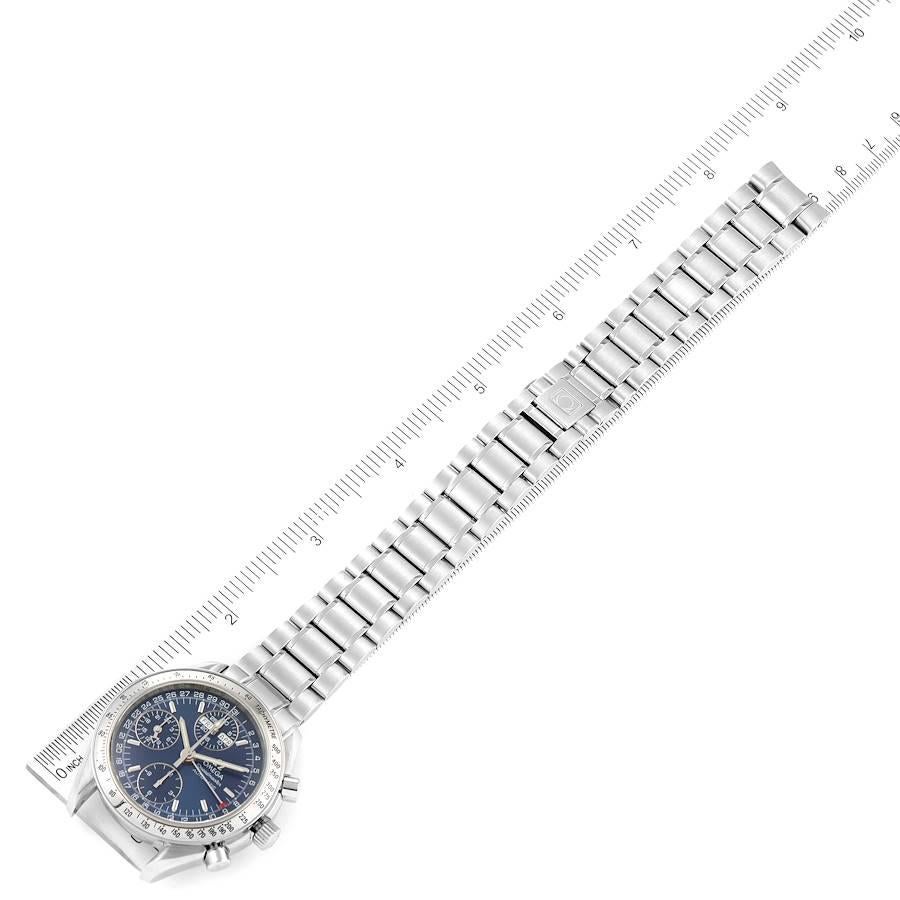 Omega Speedmaster Day-Date Blue Dial Steel Mens Watch 3523.80.00 Card For Sale 3