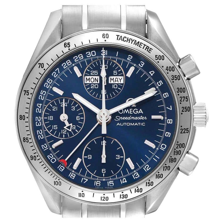 Speedmaster Blue Omega Speedmaster Day-Date Blue Dial Steel Mens Watch 3523.80.00 at 1stDibs