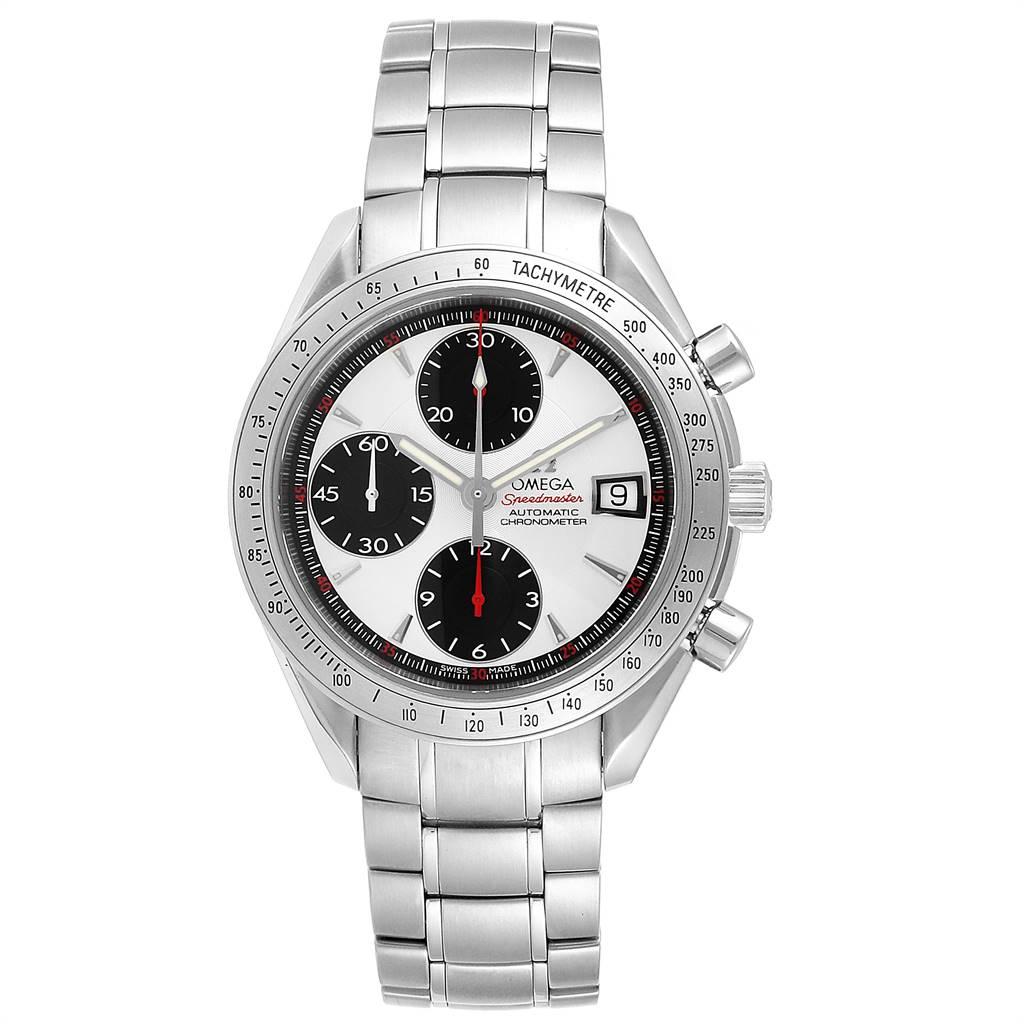 Omega Speedmaster Day-Date Panda Dial Mens Watch 3211.31.00. Automatic self-winding movement. Chronograph function. Stainless steel round case 40.0 mm in diameter. Stainless steel bezel with tachymetric scale. Scratch-resistant sapphire crystal with