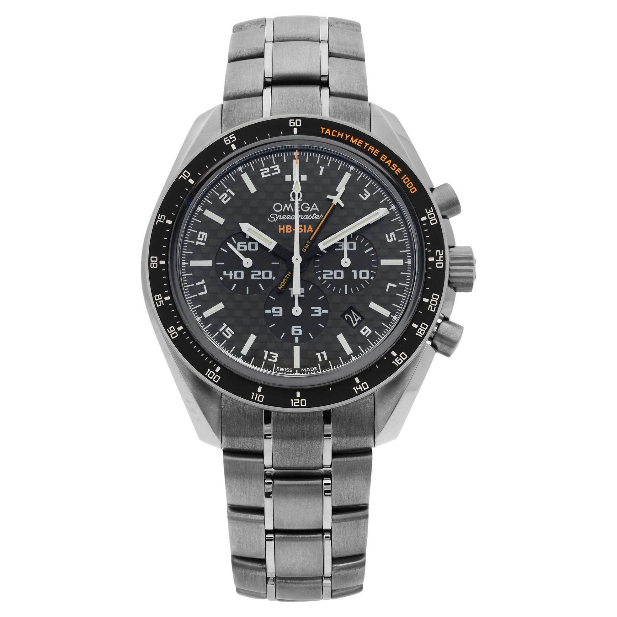 Omega Speedmaster HB-SIA GMT Titanium Black Dial Mens Watch 321.90.44.52.01.001