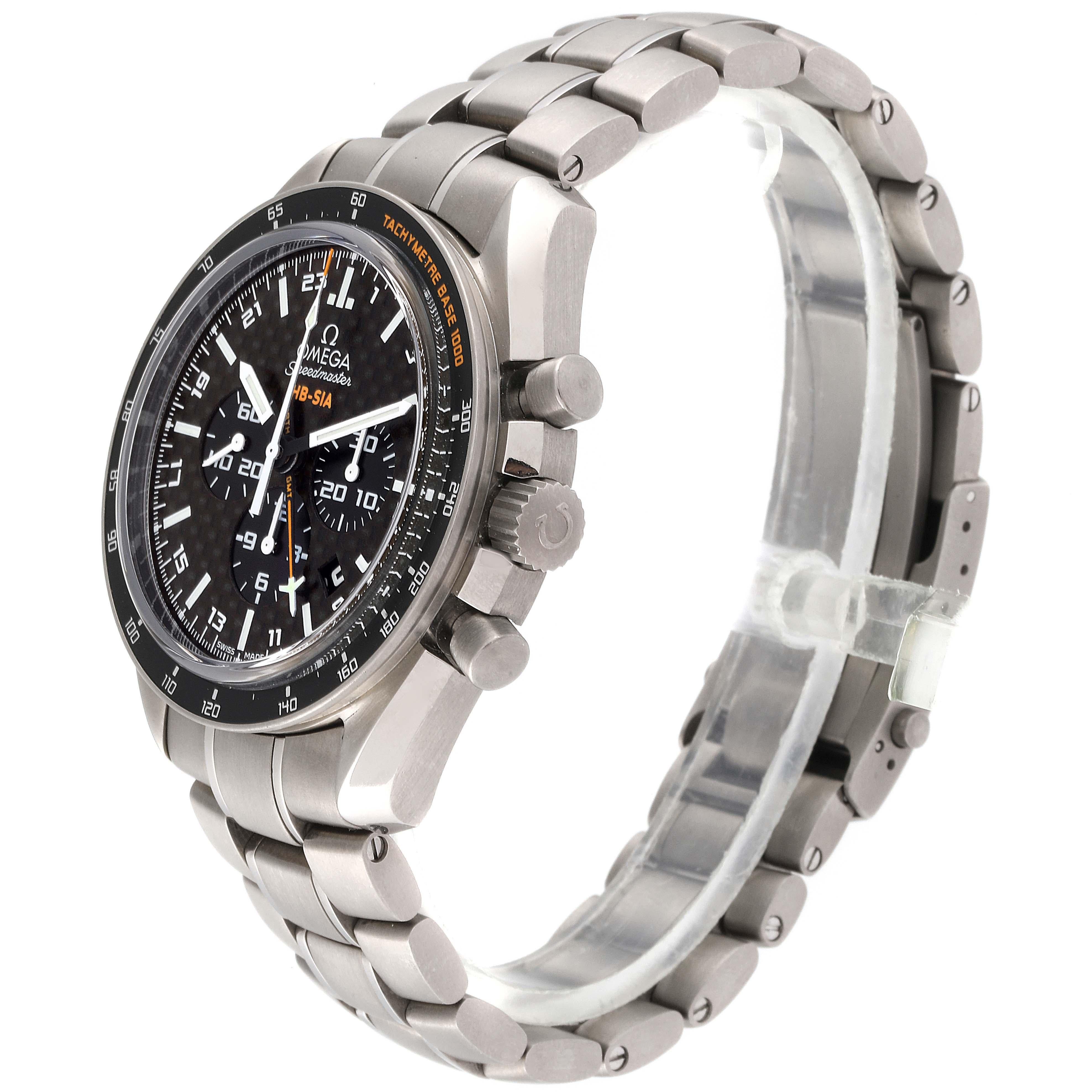 Men's Omega Speedmaster HB-SIA GMT Titanium Watch 321.90.44.52.01.001 Box Card For Sale