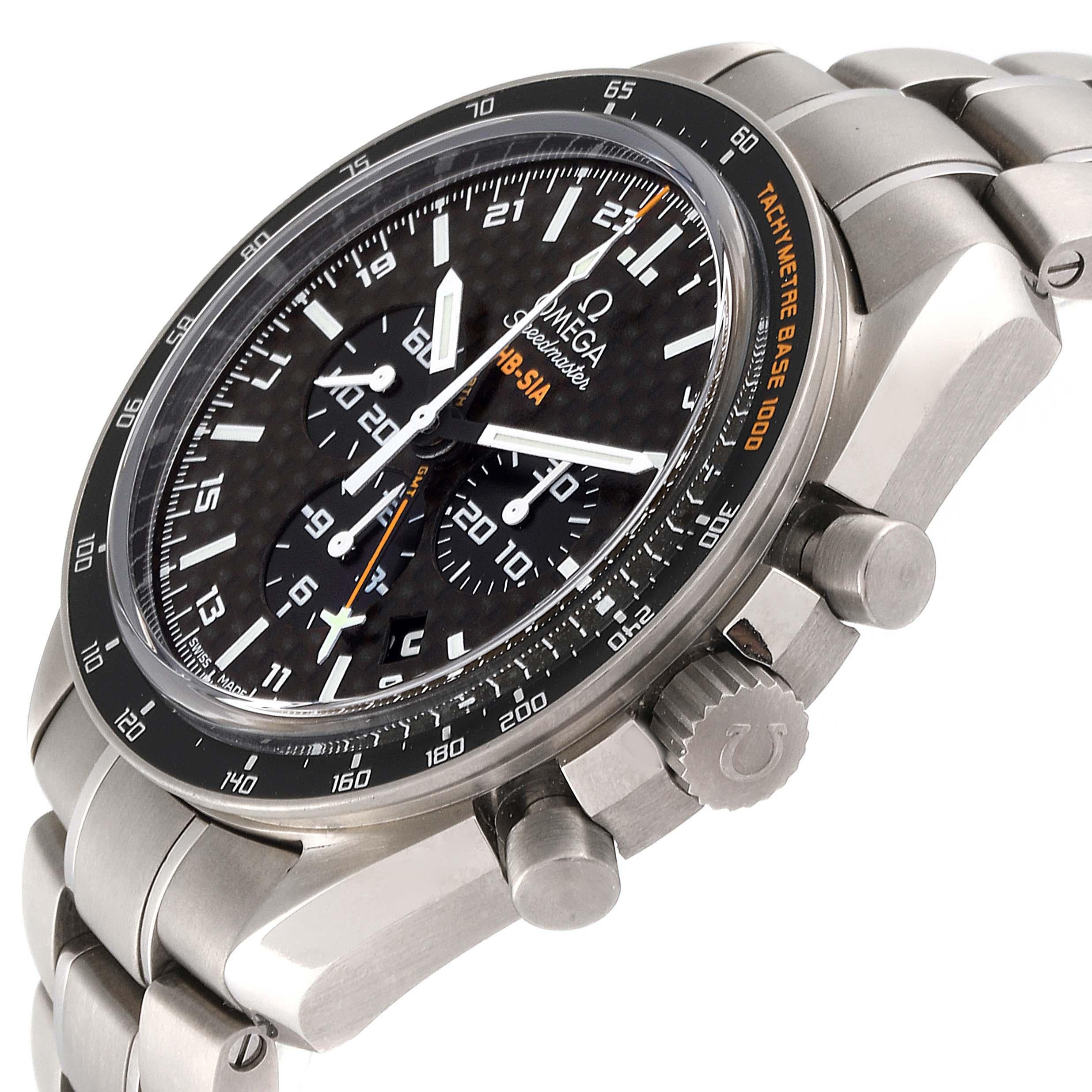 Omega Speedmaster HB-SIA GMT Titanium Watch 321.90.44.52.01.001 Box Card For Sale 1