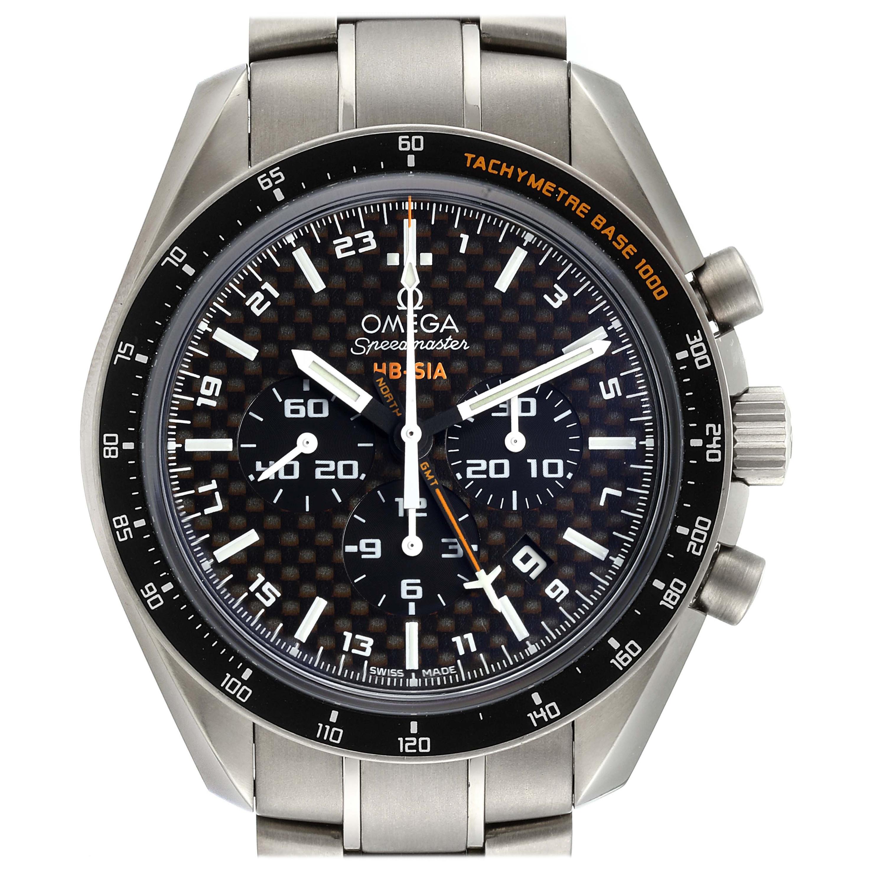 Omega Speedmaster HB-SIA GMT Titanium Watch 321.90.44.52.01.001 Box Card For Sale