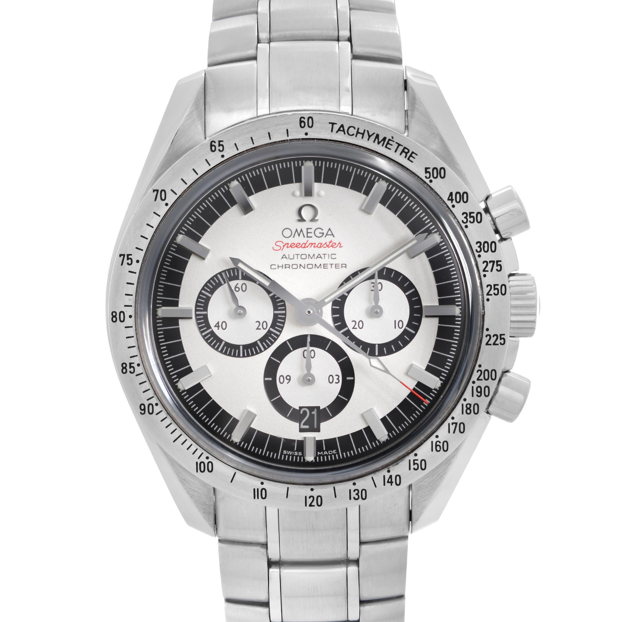 Mint Pre-owned Omega Speedmaster Legend 42mm Steel White Dial Automatic Mens Watch 3506.31.00. This Beautiful Timepiece is Powered by Mechanical (Automatic) Movement And Features: Round Stainless Steel Case & Bracelet, Fixed Stainless Steel Bezel