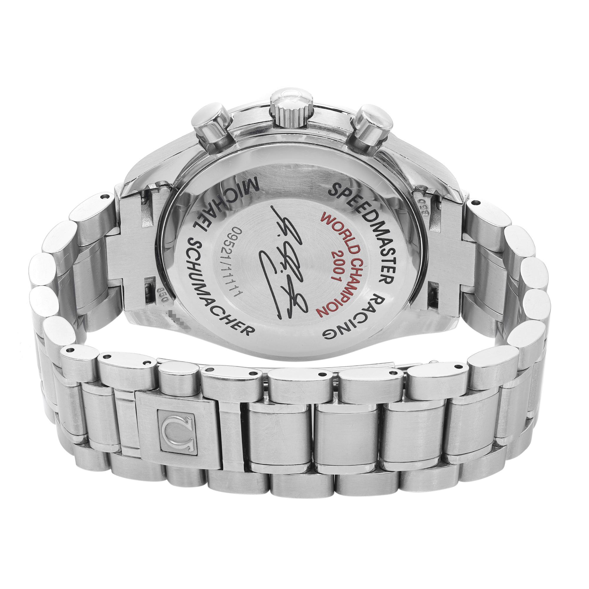 Omega Speedmaster Michael Schumacher Steel Black Dial Mens Watch 3519.50.00 In Excellent Condition In New York, NY
