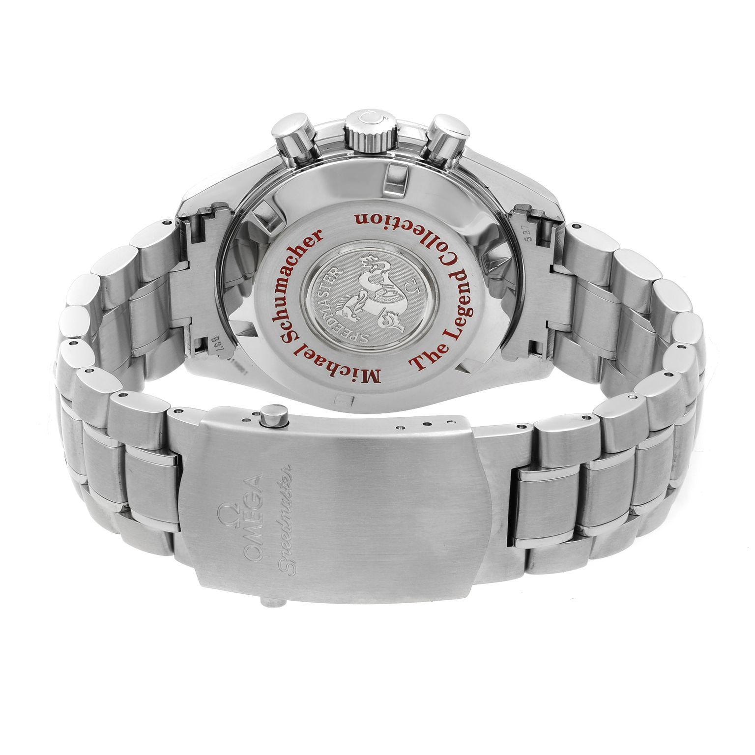 Omega Speedmaster Michael Schumacher The Legend Red Dial Men's Watch 3506.61.00 In Excellent Condition In New York, NY