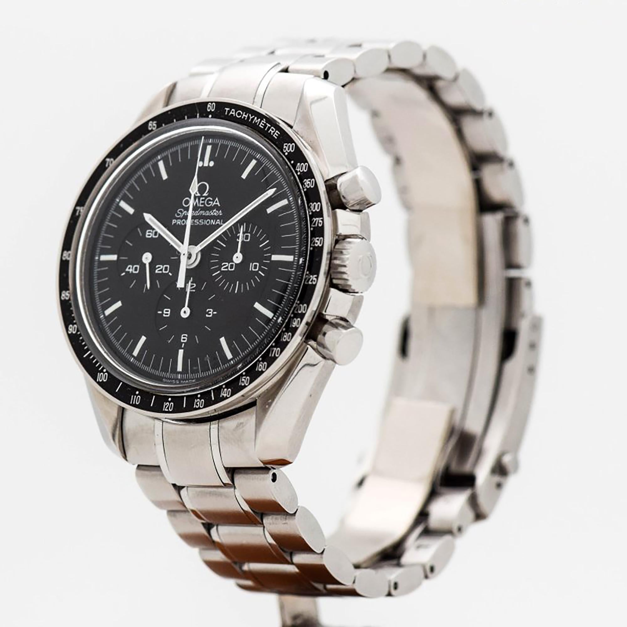 Omega Speedmaster Moon Stainless Steel Watch, 2000 In Excellent Condition For Sale In Beverly Hills, CA