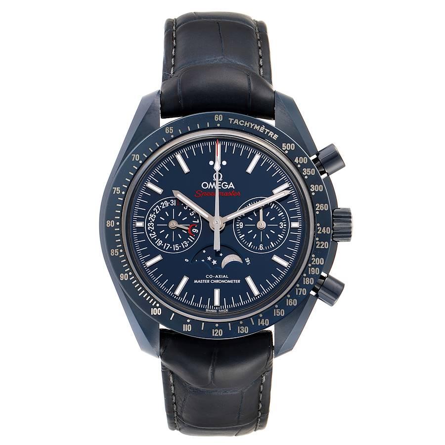 Omega Speedmaster Moonphase Chronograph Watch 304.93.44.52.03.001 Unworn. Automatic self-winding chronograph movement with column wheel mechanism and Co-Axial Escapement. Silicon balance-spring on free sprung-balance, 2 barrels mounted in series,