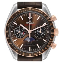 Omega Speedmaster Moonphase Steel Rose Gold Watch 304.23.44.52.13.001 Box Card