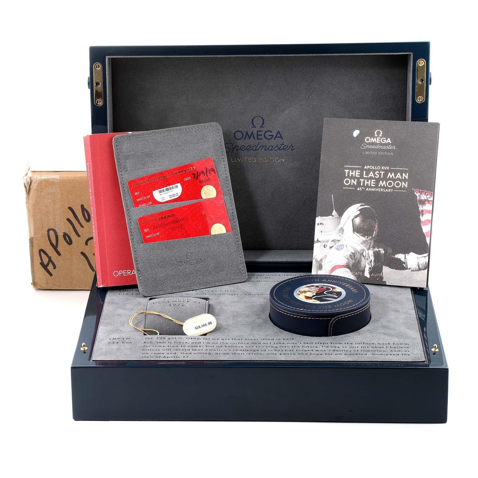 Omega Speedmaster Moonwatch Apollo 17 LE Mens Watch 311.63.42.30.03.001 Box Card 2