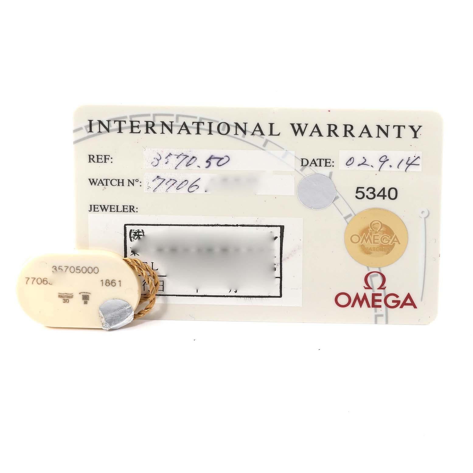 Omega Speedmaster Montre Chronographe en acier pour hommes 3570.50.00 Boîte Card en vente 1