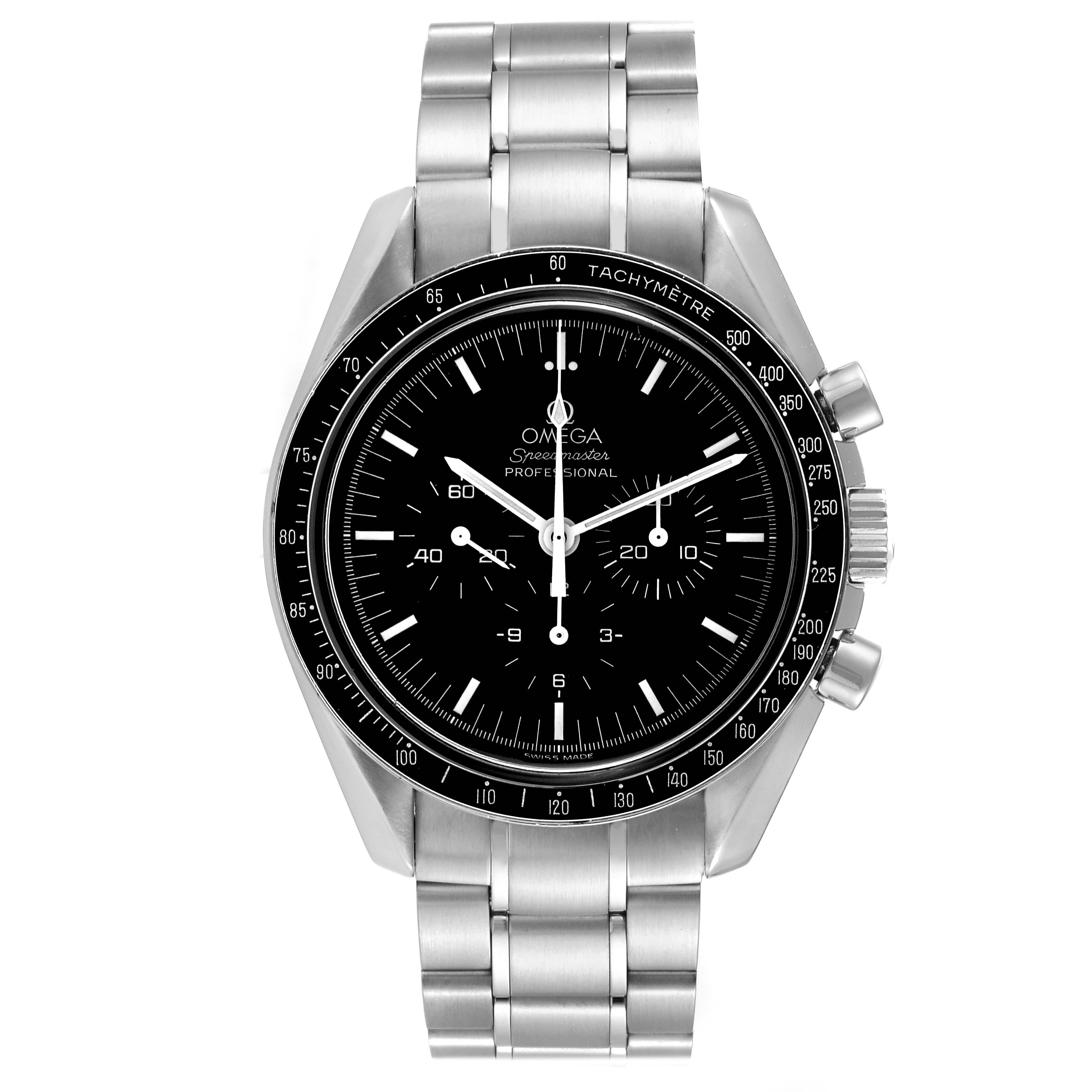 Omega Speedmaster MoonWatch Chronograph Steel Mens Watch 3570.50.00 Box Card For Sale 5